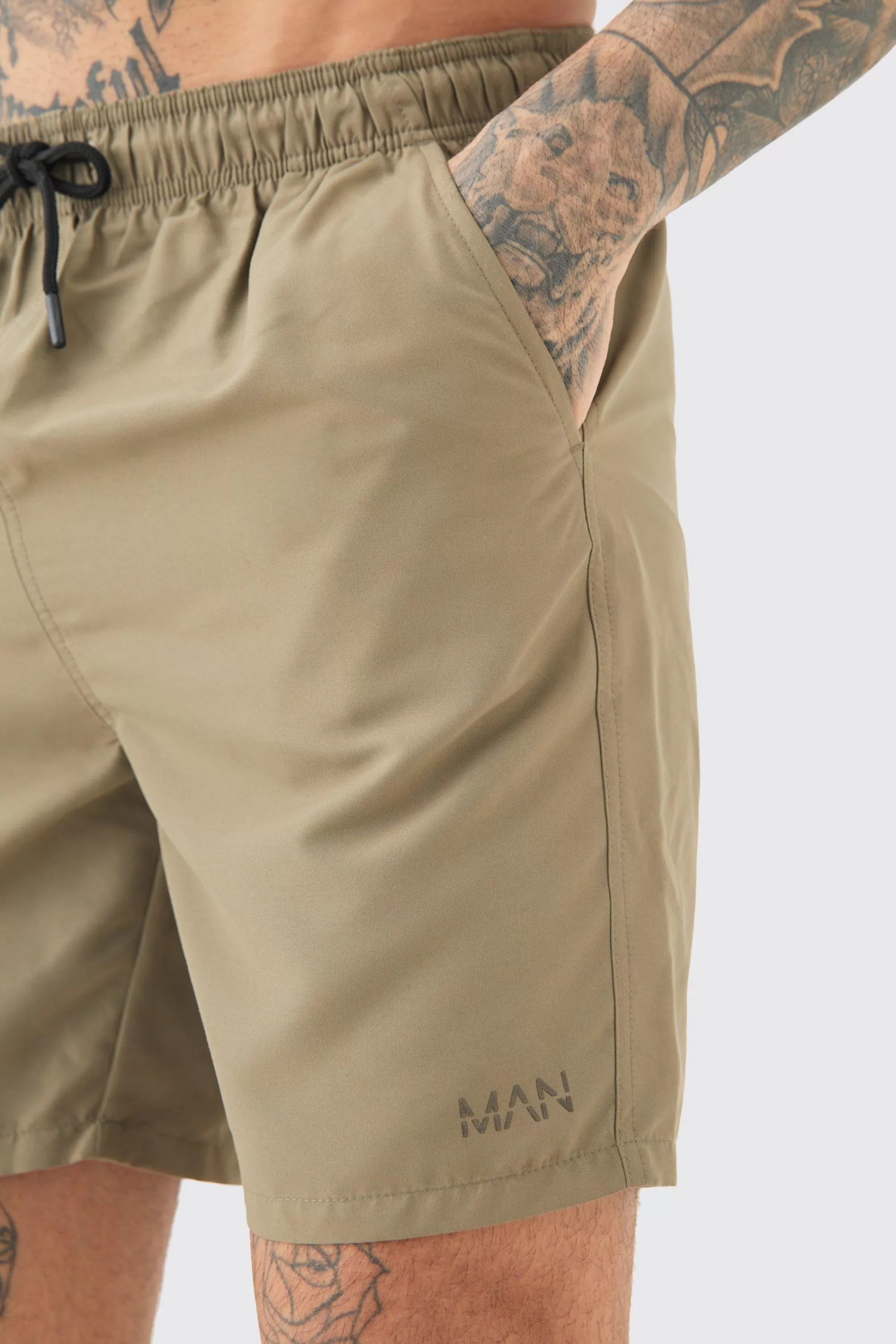 boohooMAN Tall Original Man Mid Length Swim Short | UK