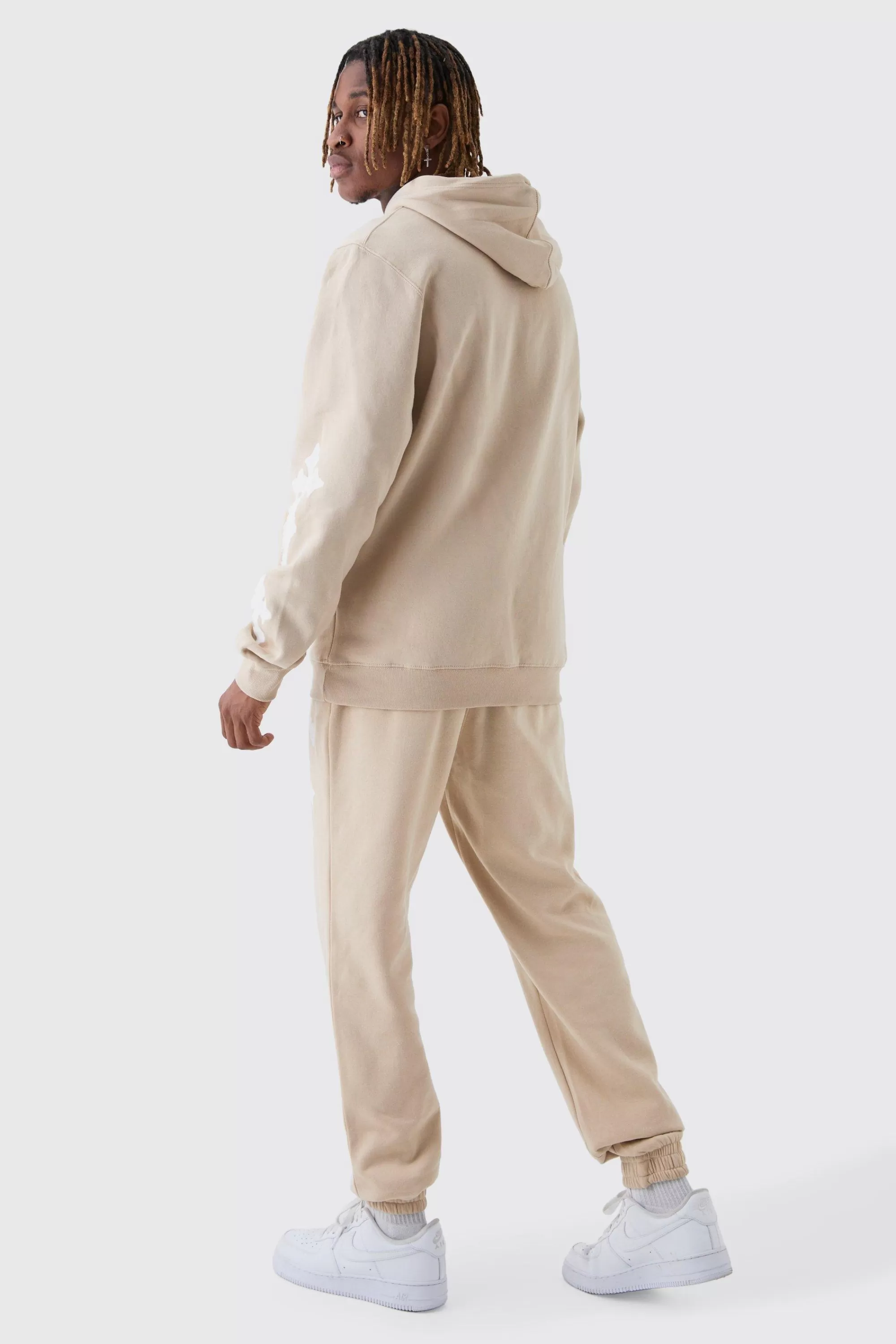 boohooMAN Tall Overdyed Gothic Renaissance Oversized Tracksuit | UK