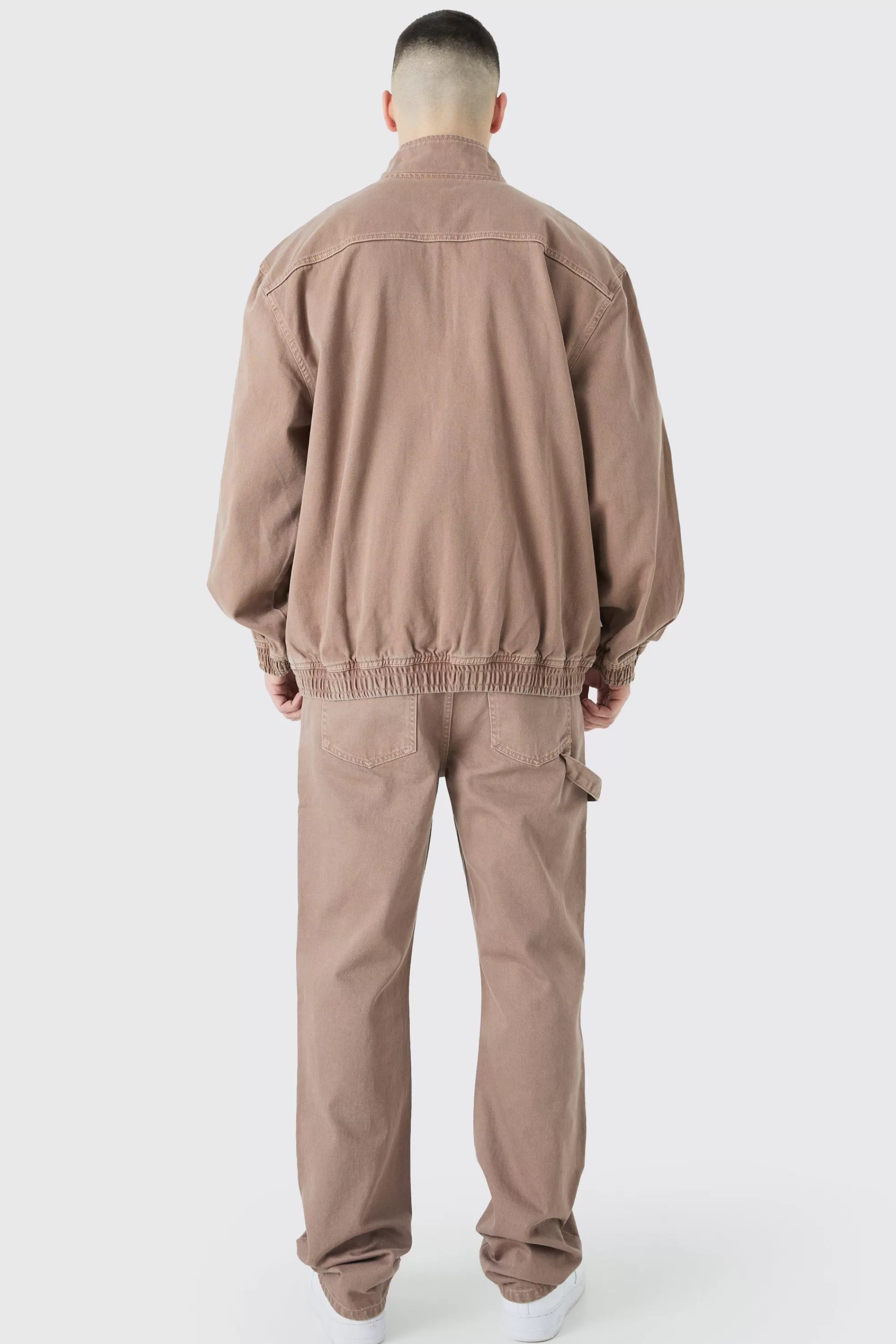 boohooMAN Tall Overdyed Oversized Funnel Neck 1/4 Zip Jacket | UK