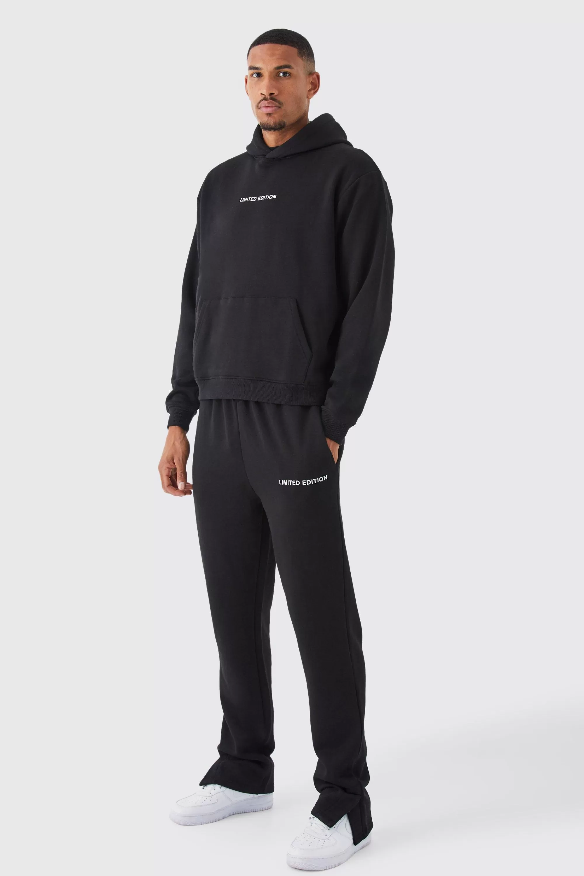 boohooMAN Tall Oversized Boxy Split Hem Tracksuit | UK