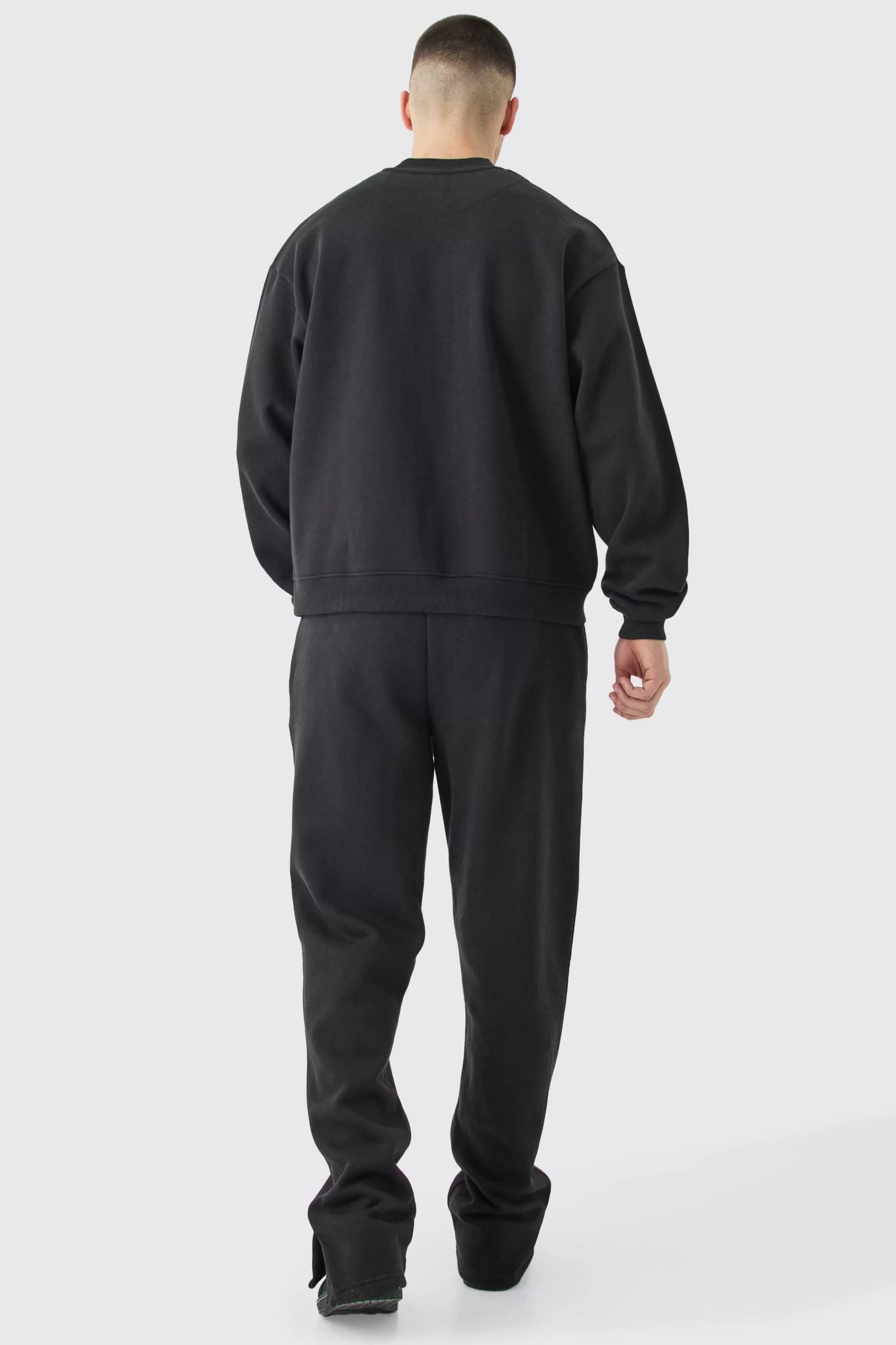 boohooMAN Tall Oversized Boxy Sweatshirt Tracksuit | UK