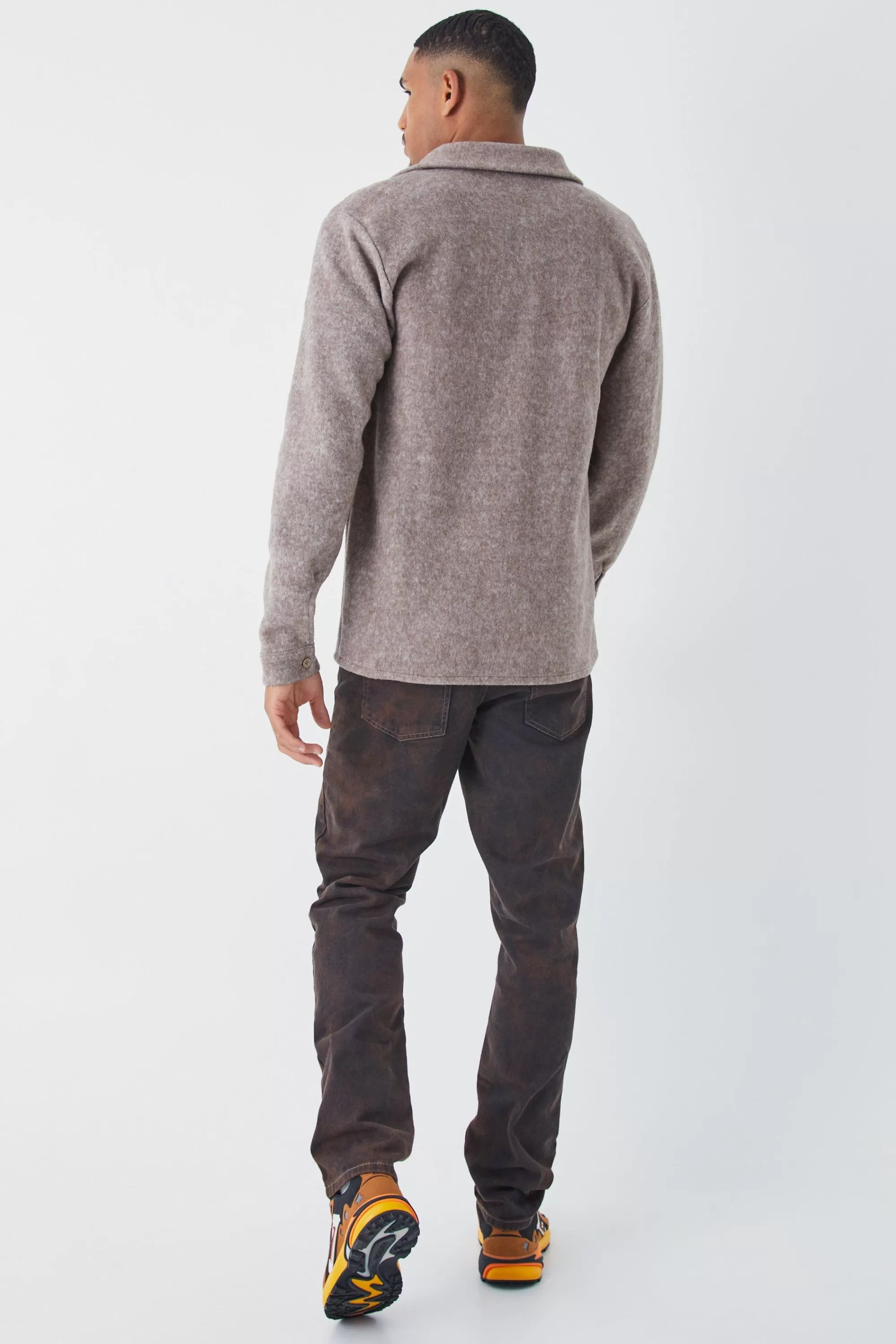 boohooMAN Tall Oversized Brushed Heavyweight Overshirt | UK