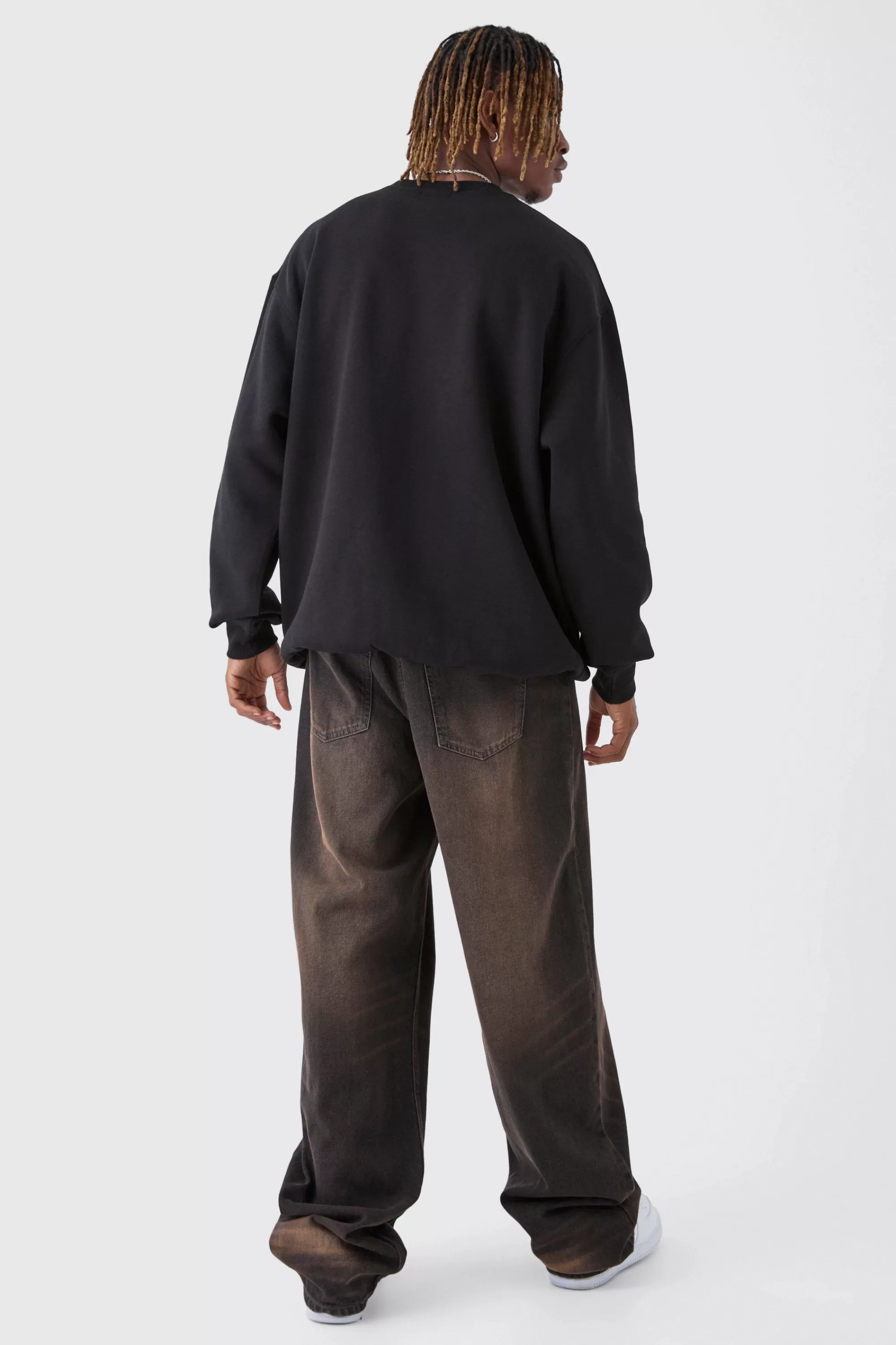 boohooMAN Tall Oversized Floral Embroidered Sweatshirt | UK