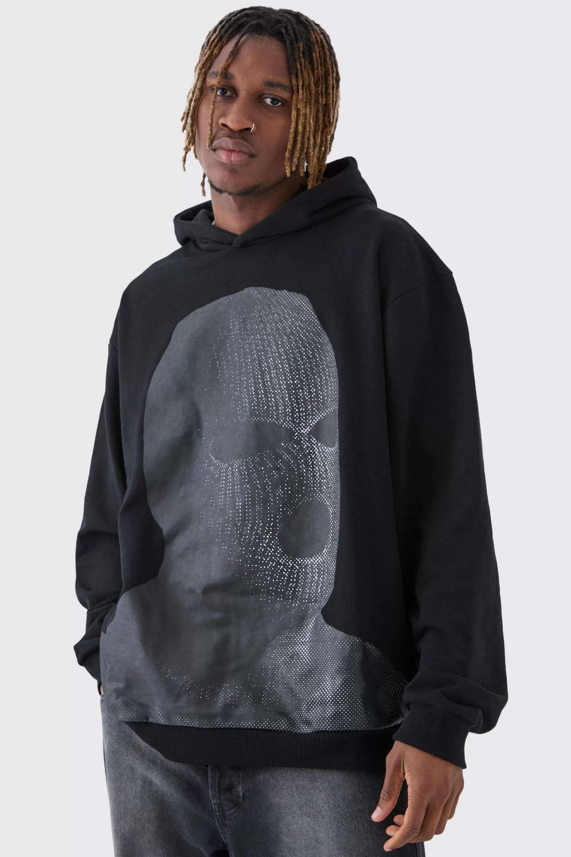 boohooMAN Tall Oversized Heavyweight Loopback Graphic Hoodie | UK
