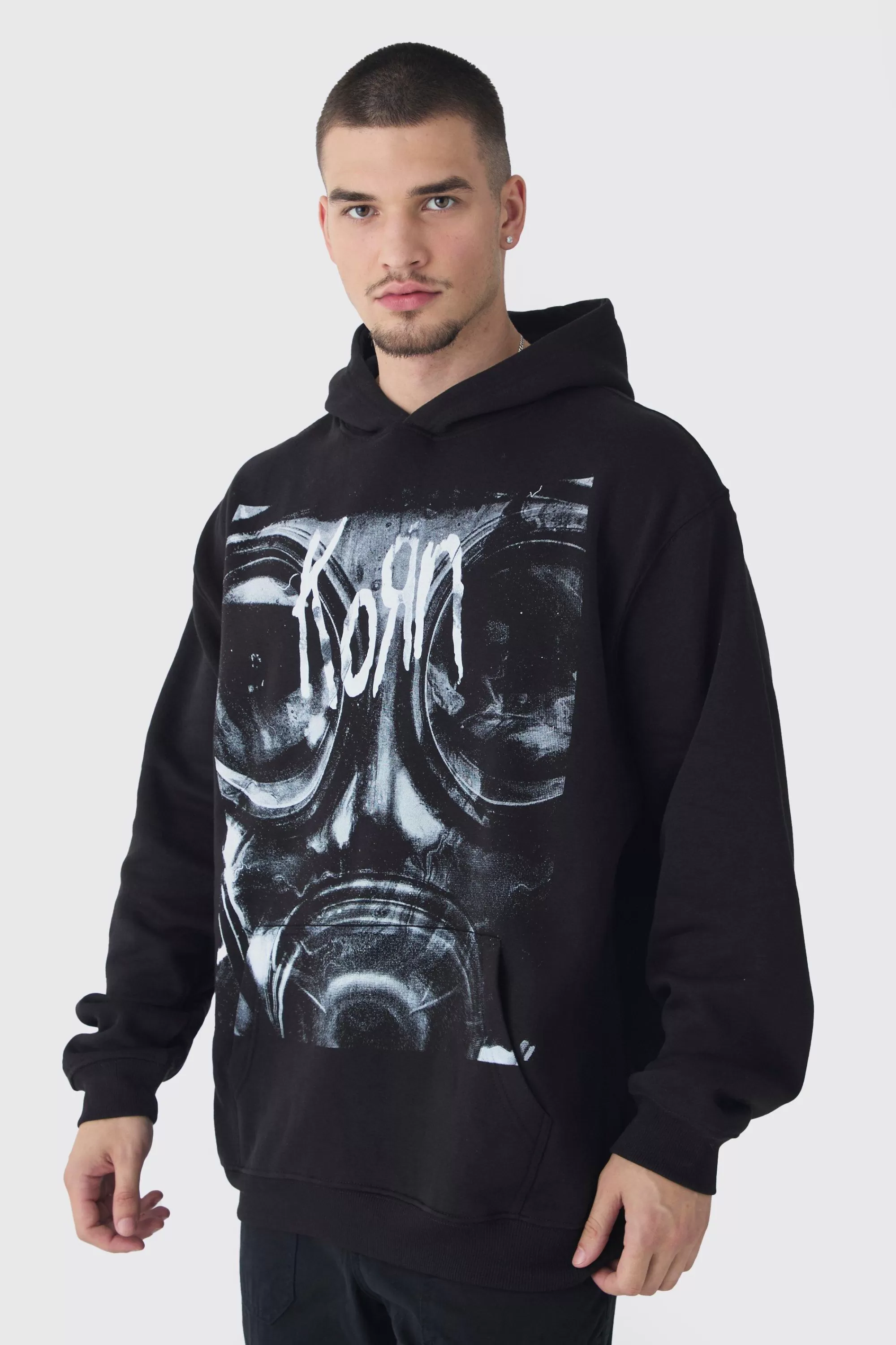 boohooMAN Tall Oversized Korn License Hoodie | UK