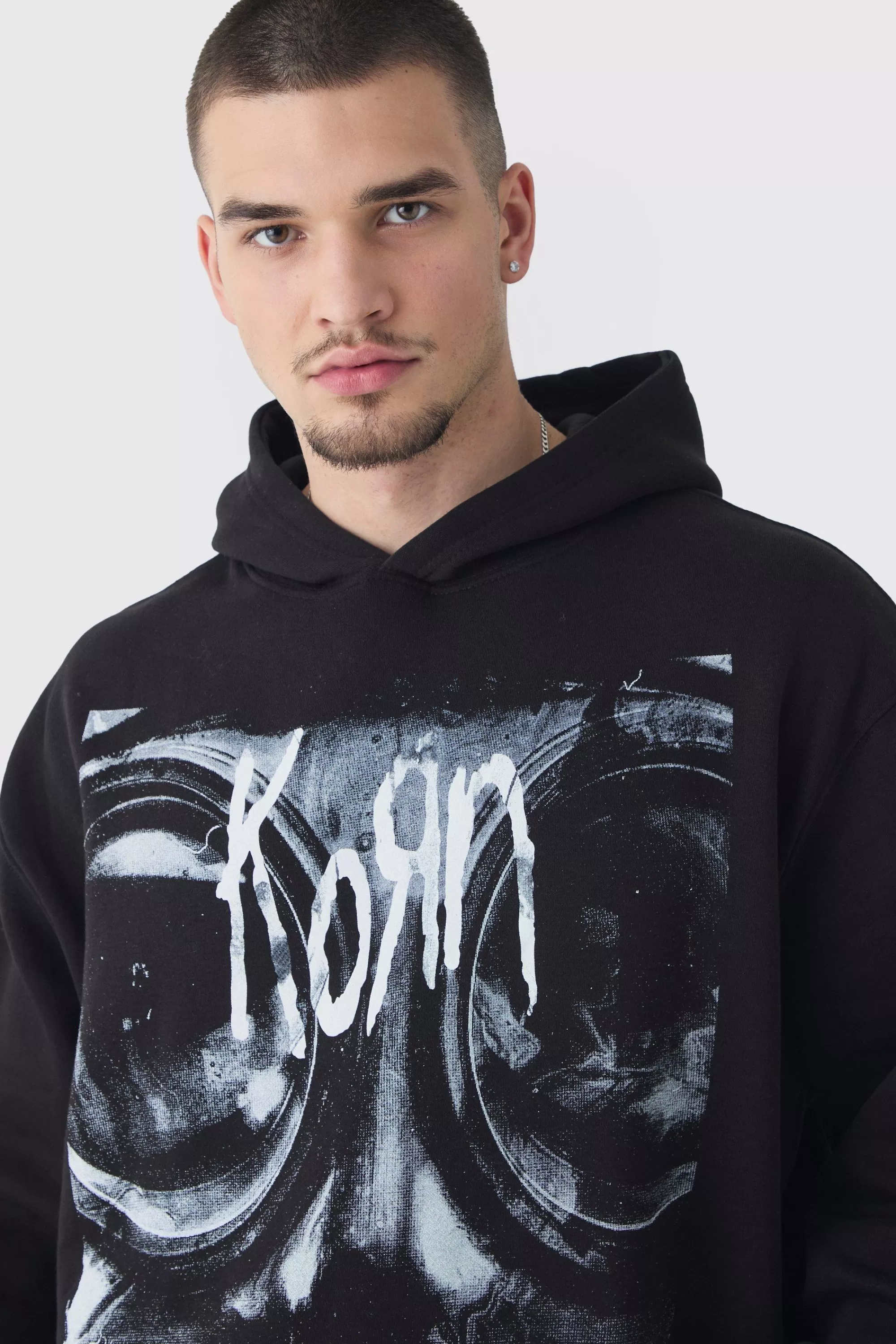 boohooMAN Tall Oversized Korn License Hoodie | UK