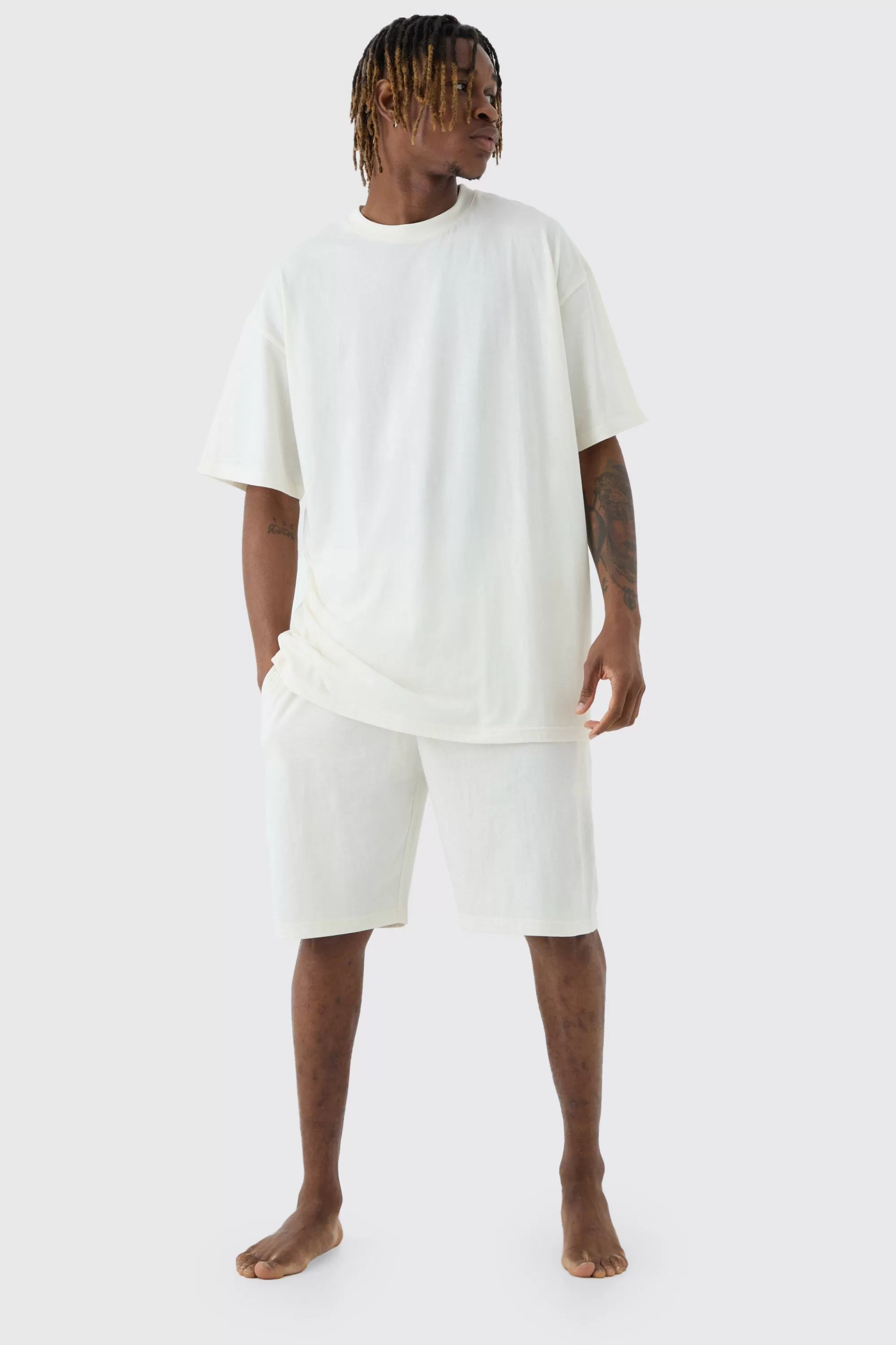 boohooMAN Tall Oversized Lounge Short Set In | UK