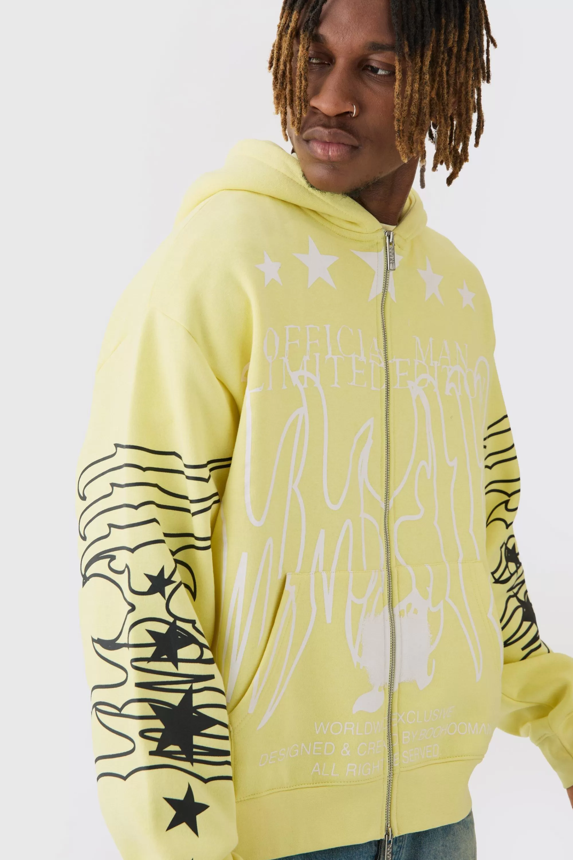 boohooMAN Tall Oversized Official Man Print Hoodie | UK