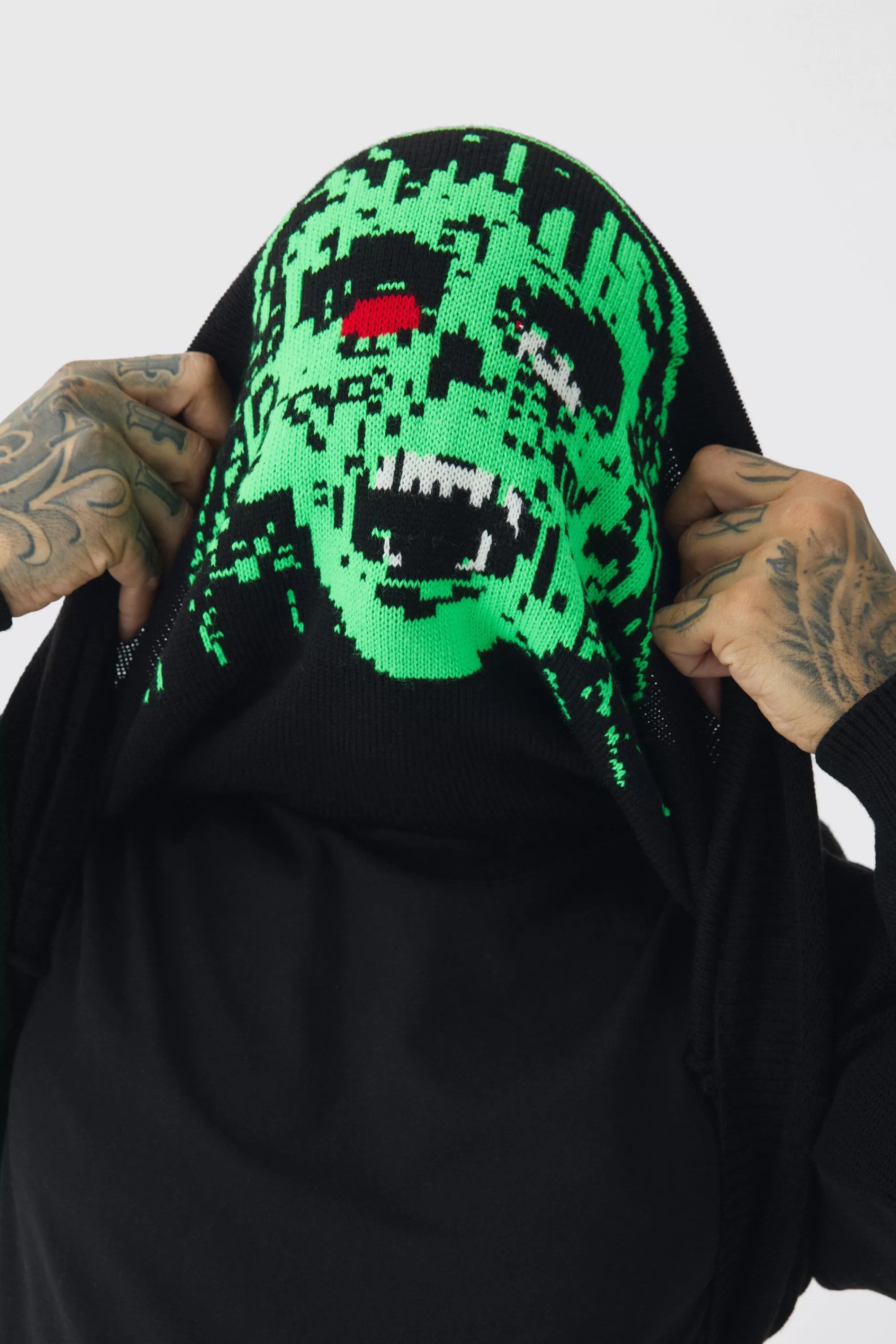 boohooMAN Tall Oversized Reverse Knit Halloween Jumper | UK
