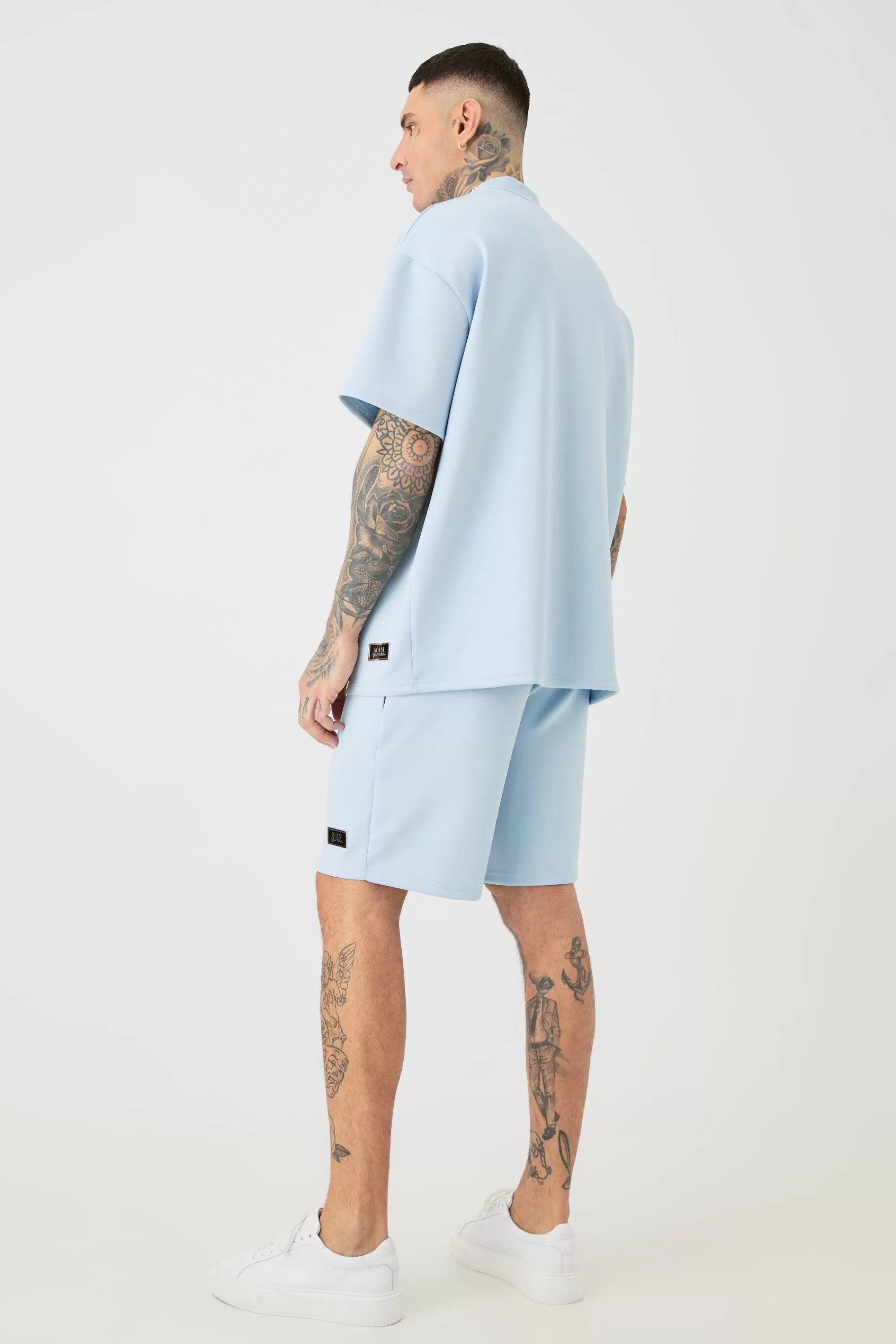 boohooMAN Tall Oversized Scuba T-shirt & Relaxed Short Set | UK