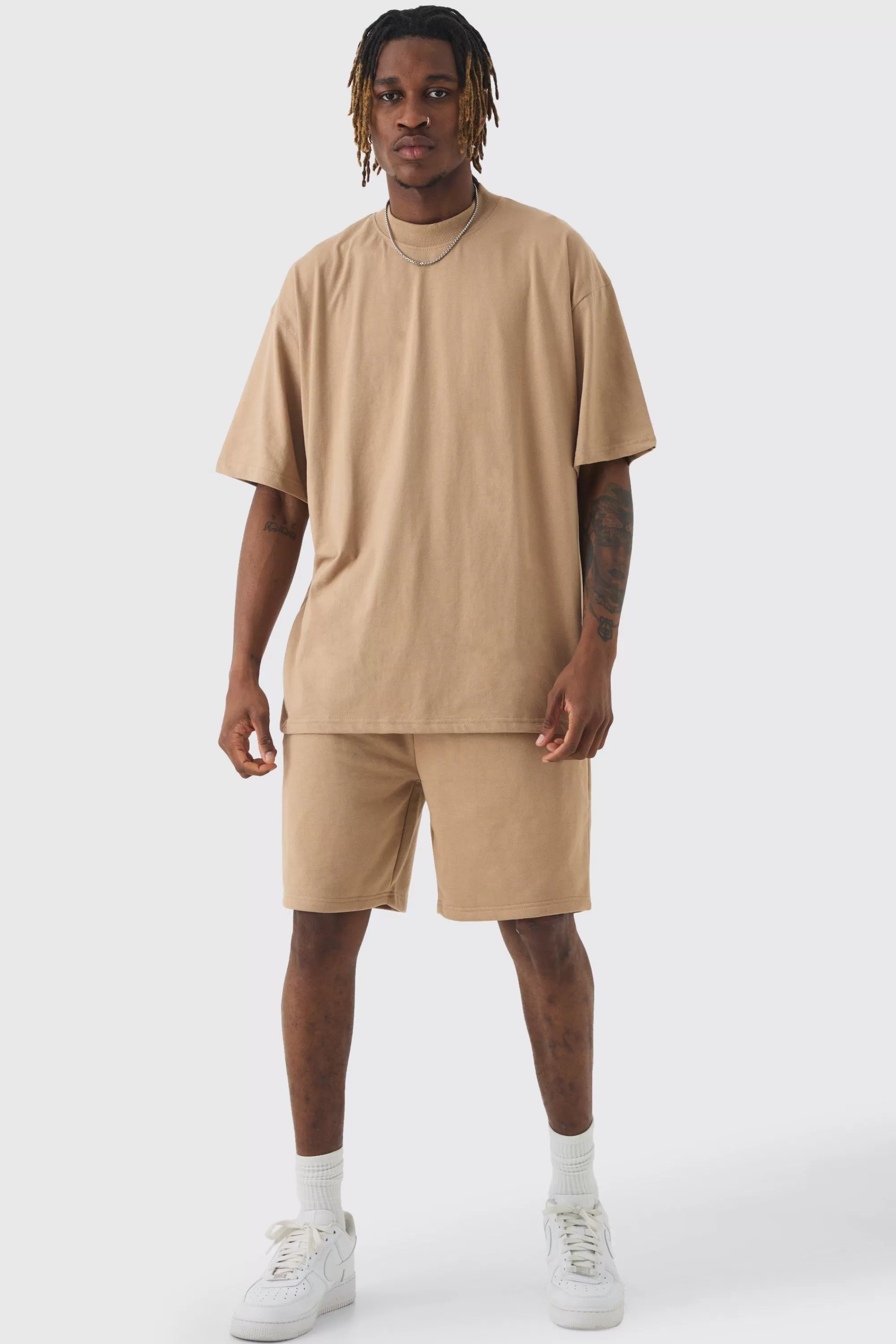 boohooMAN Tall Oversized T-shirt & Short Set | UK
