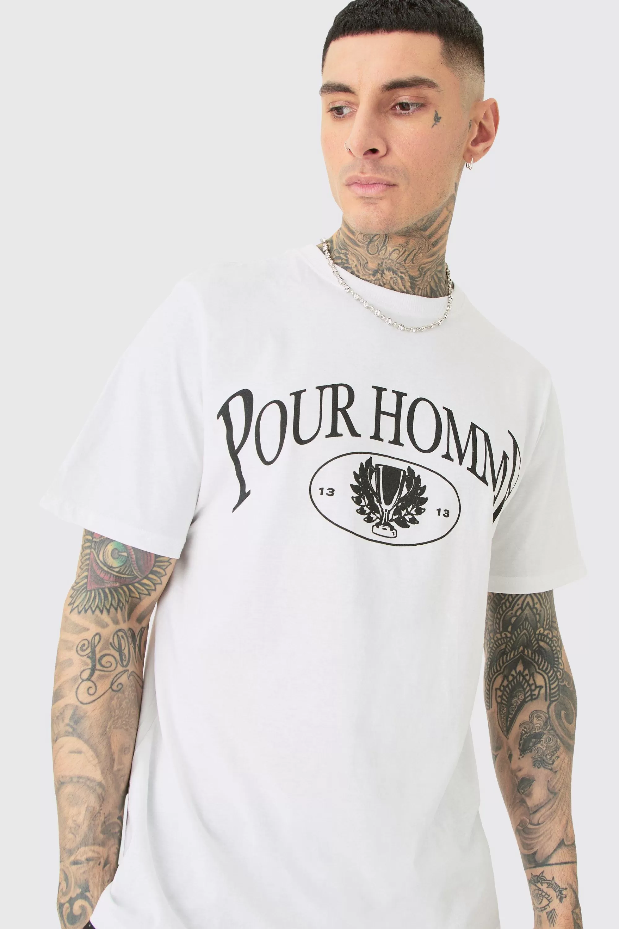 boohooMAN Tall Pour Homme Graphic T-shirt & Short Set | UK