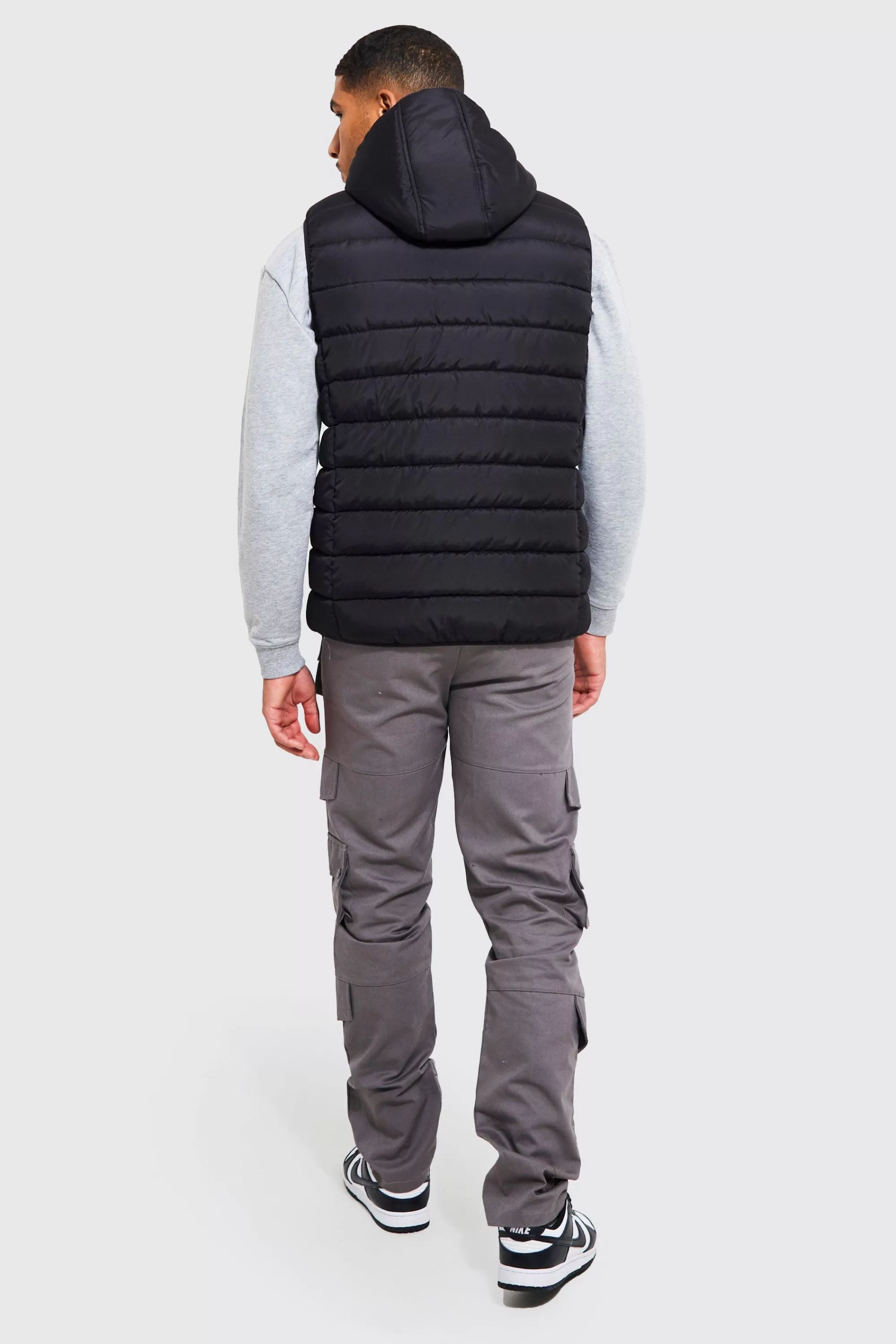 boohooMAN Tall Quilted Zip Through Gilet | UK