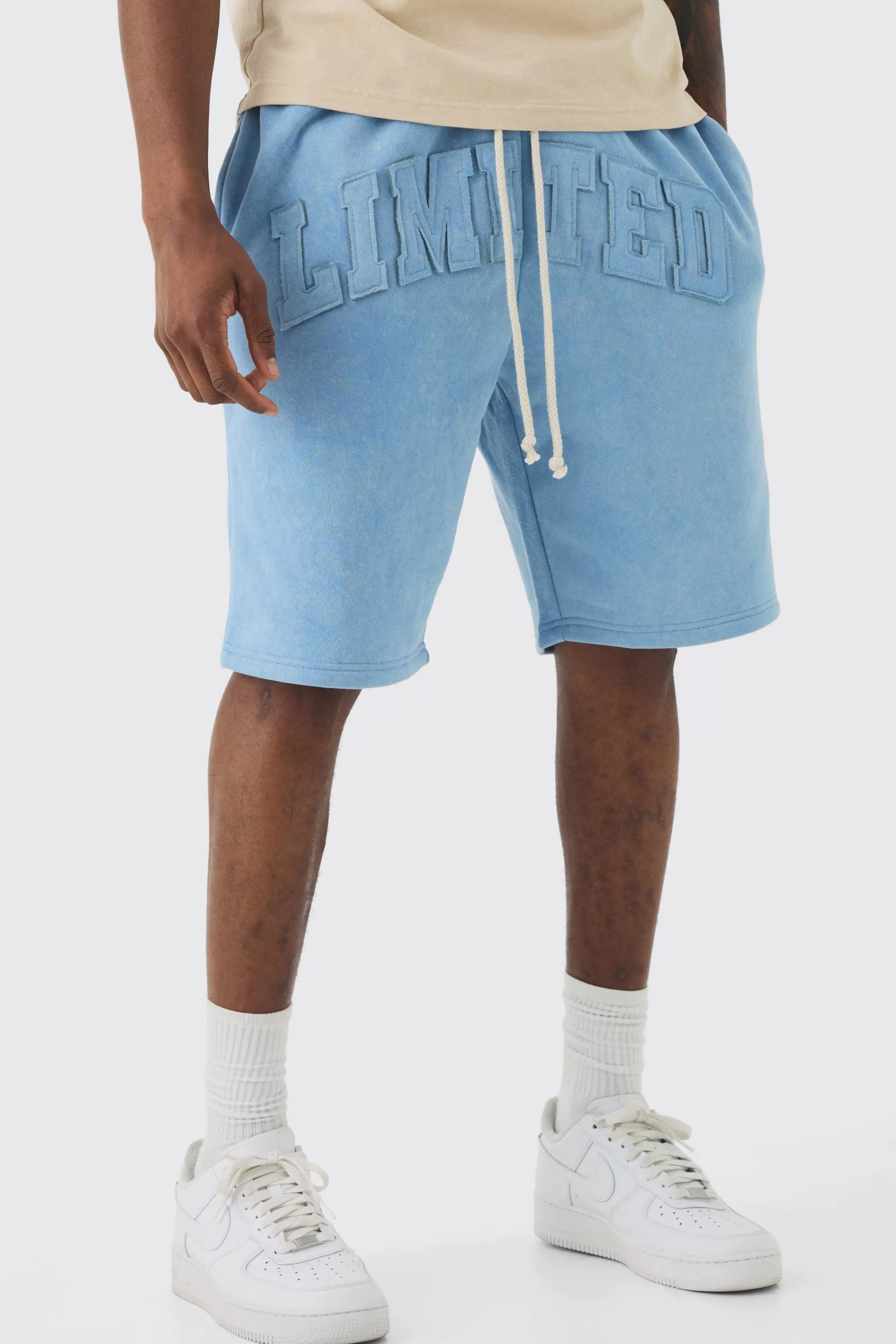 boohooMAN Tall Relaxed Fit Cross Printed Washed Jersey Shorts | UK