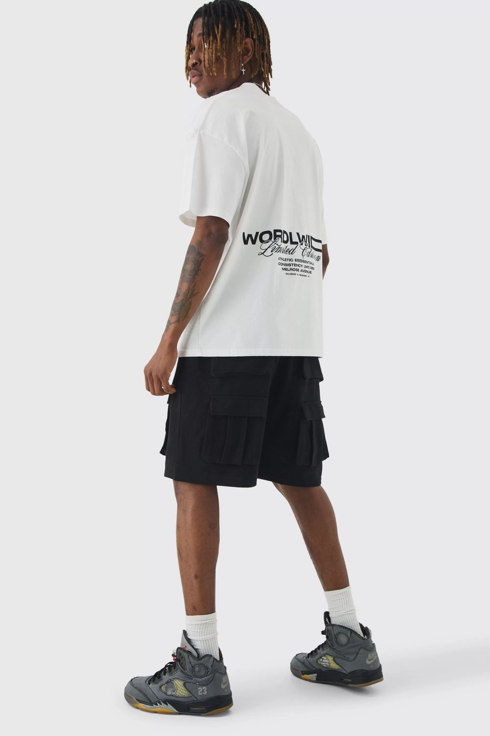 boohooMAN Tall Relaxed Fit Utility Jersey Short | UK
