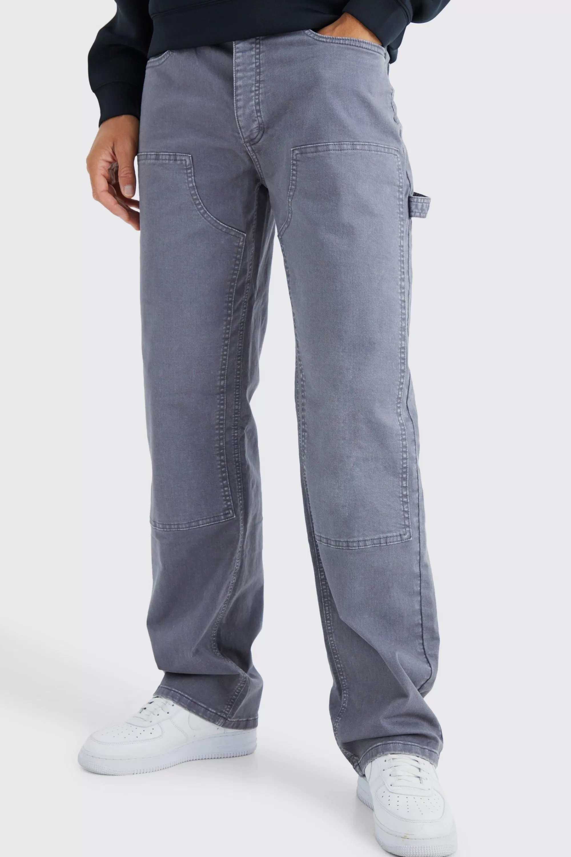 boohooMAN Tall Relaxed Overdye Carpenter Trouser | UK
