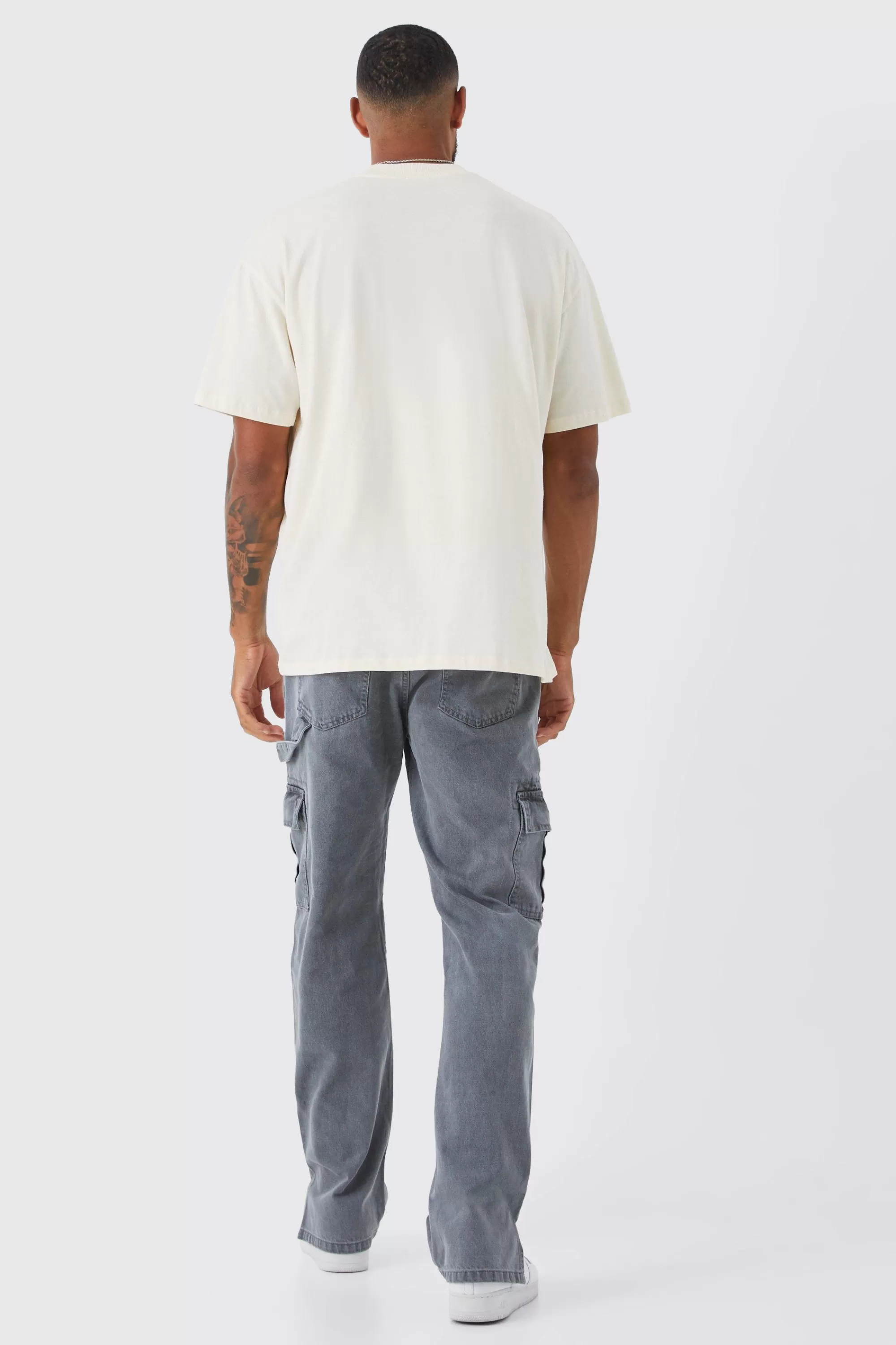boohooMAN Tall Relaxed Rigid Carpenter Split Hem Jean | UK