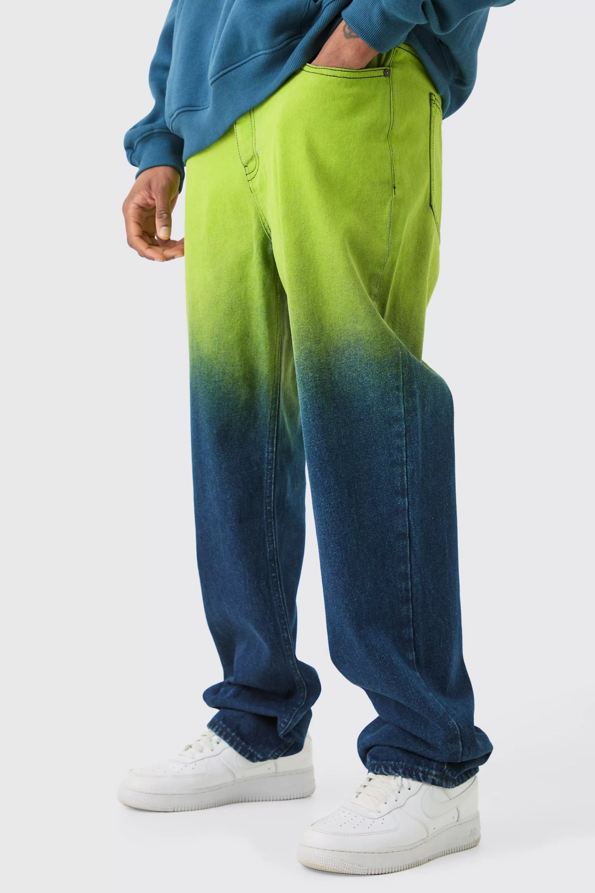 boohooMAN Tall Relaxed Rigid Ombre Jeans | UK