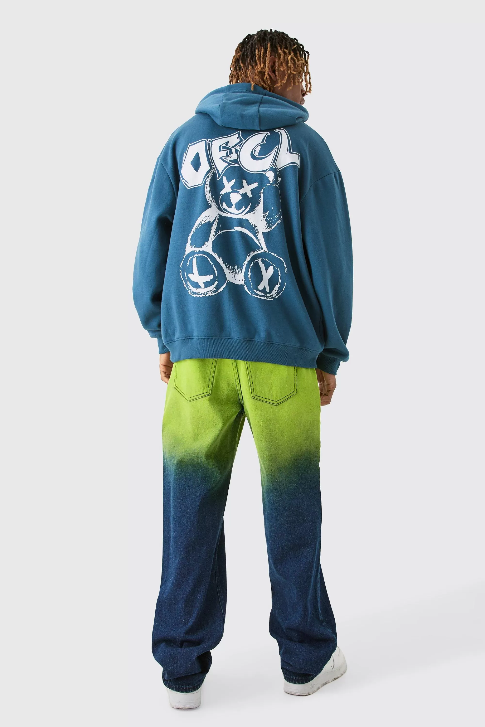 boohooMAN Tall Relaxed Rigid Ombre Jeans | UK
