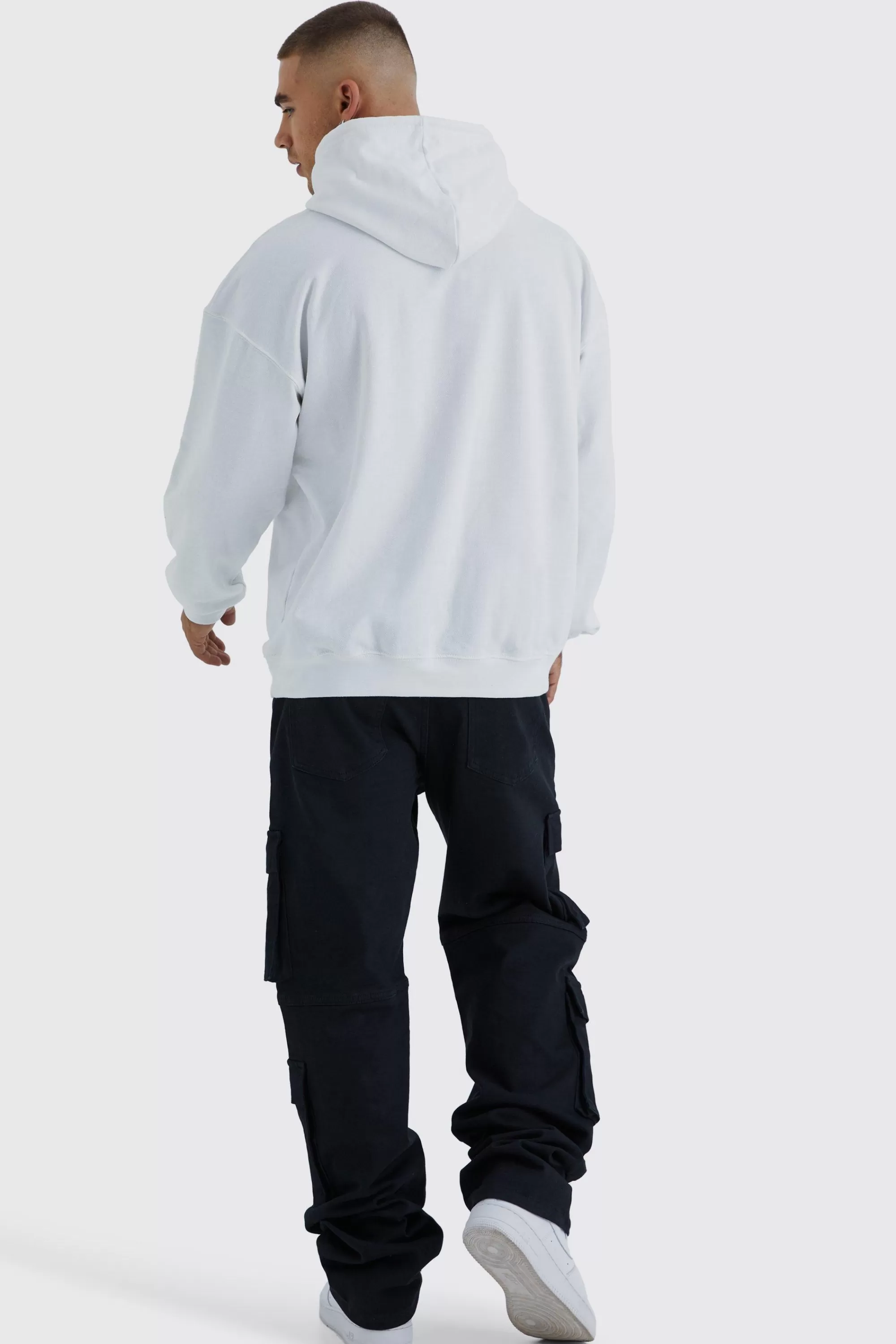boohooMAN Tall Relaxed Washed Multi Pocket Cargo Jeans | UK