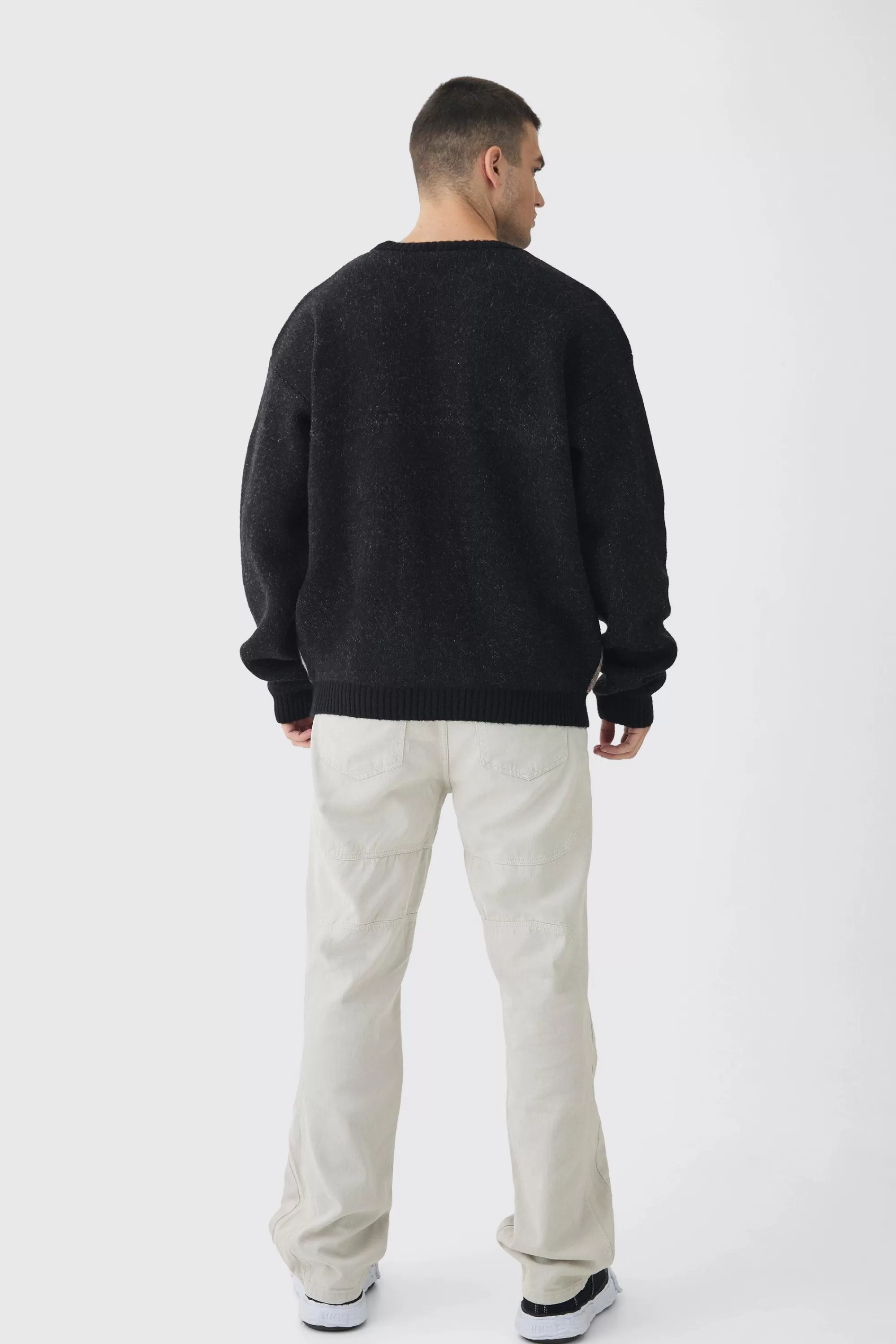 boohooMAN Tall Renaissance Oversized Fluffy Knitted Sweat | UK