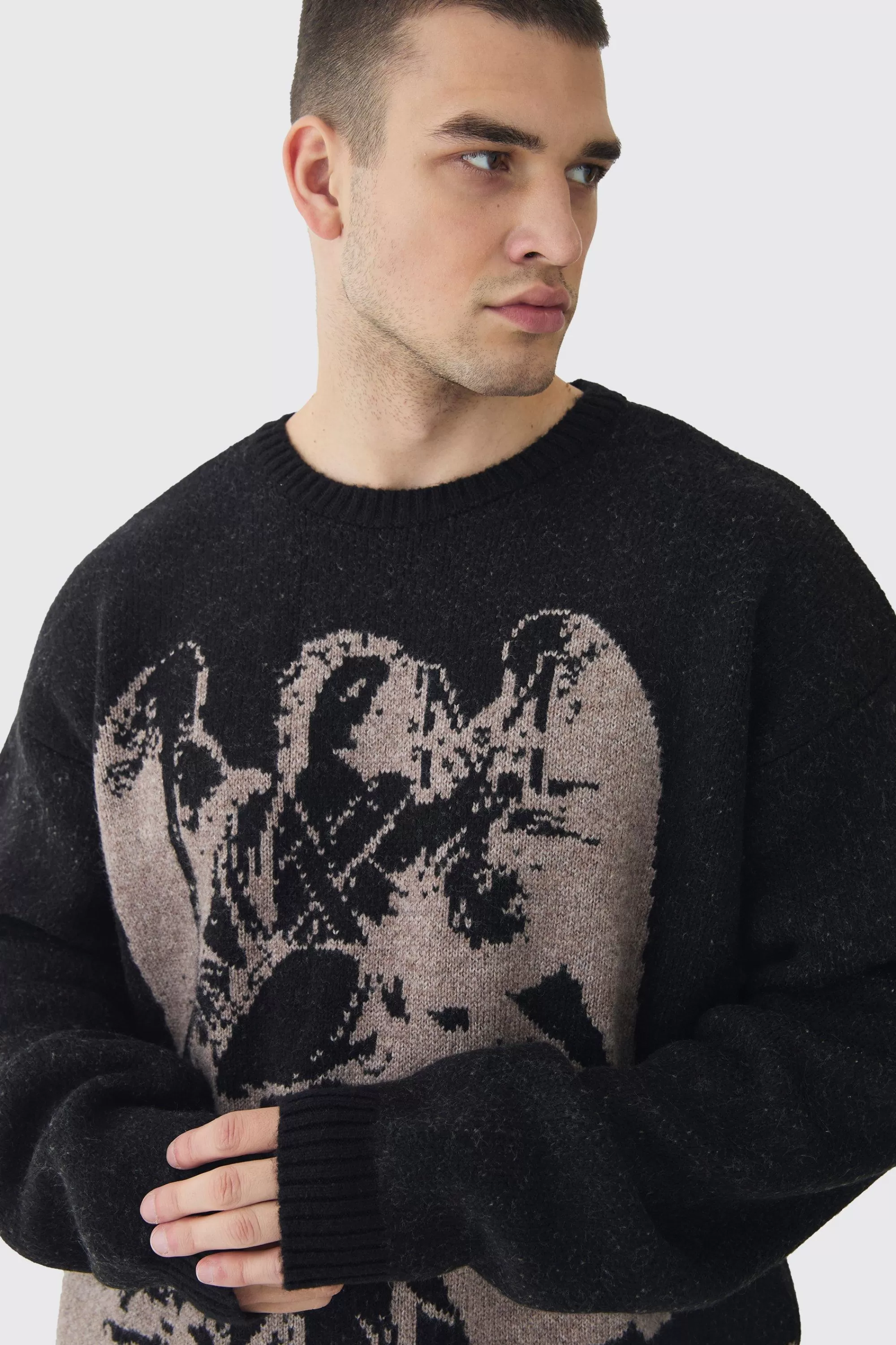 boohooMAN Tall Renaissance Oversized Fluffy Knitted Sweat | UK