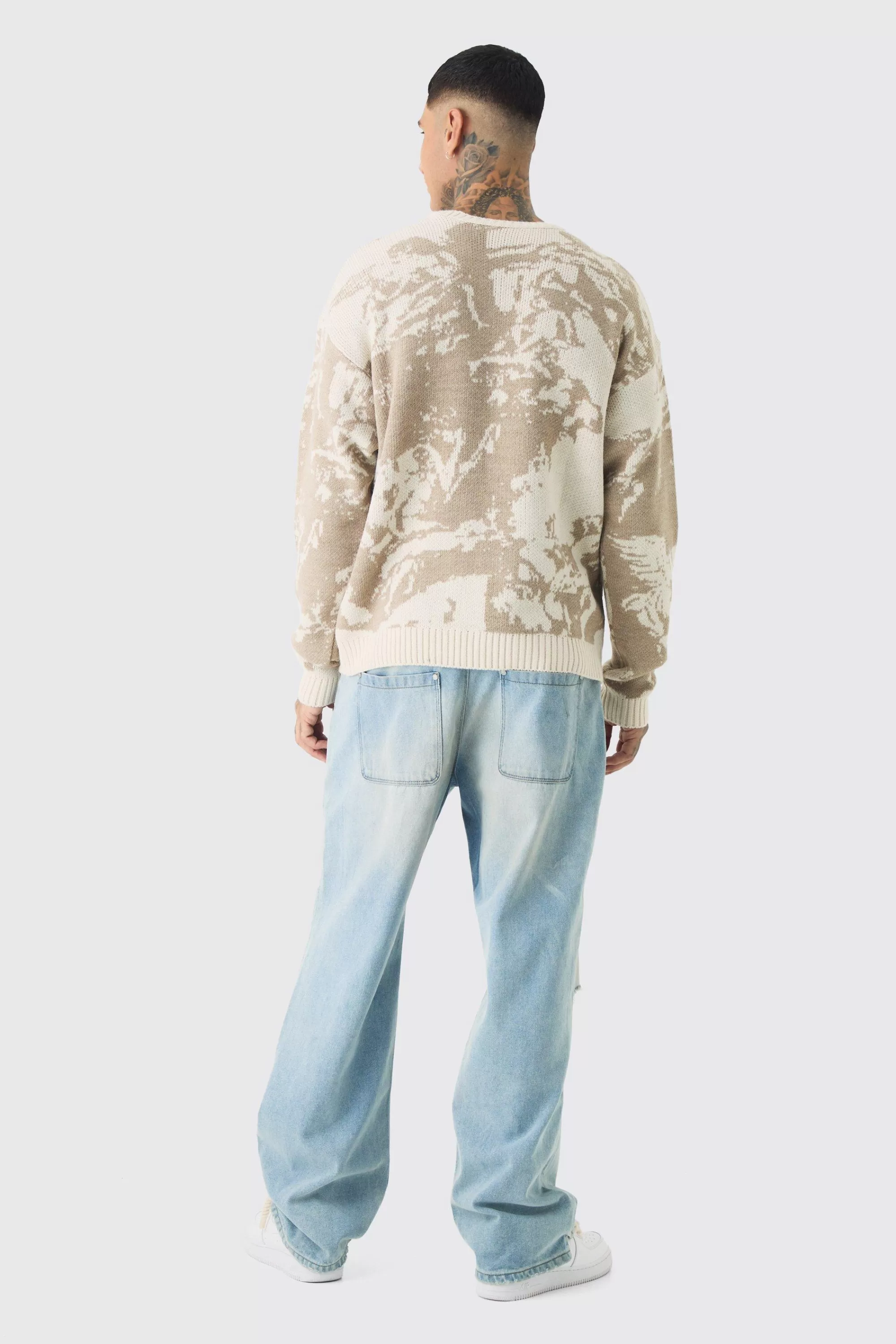 boohooMAN Tall Renaissance Oversized Knitted Sweat | UK