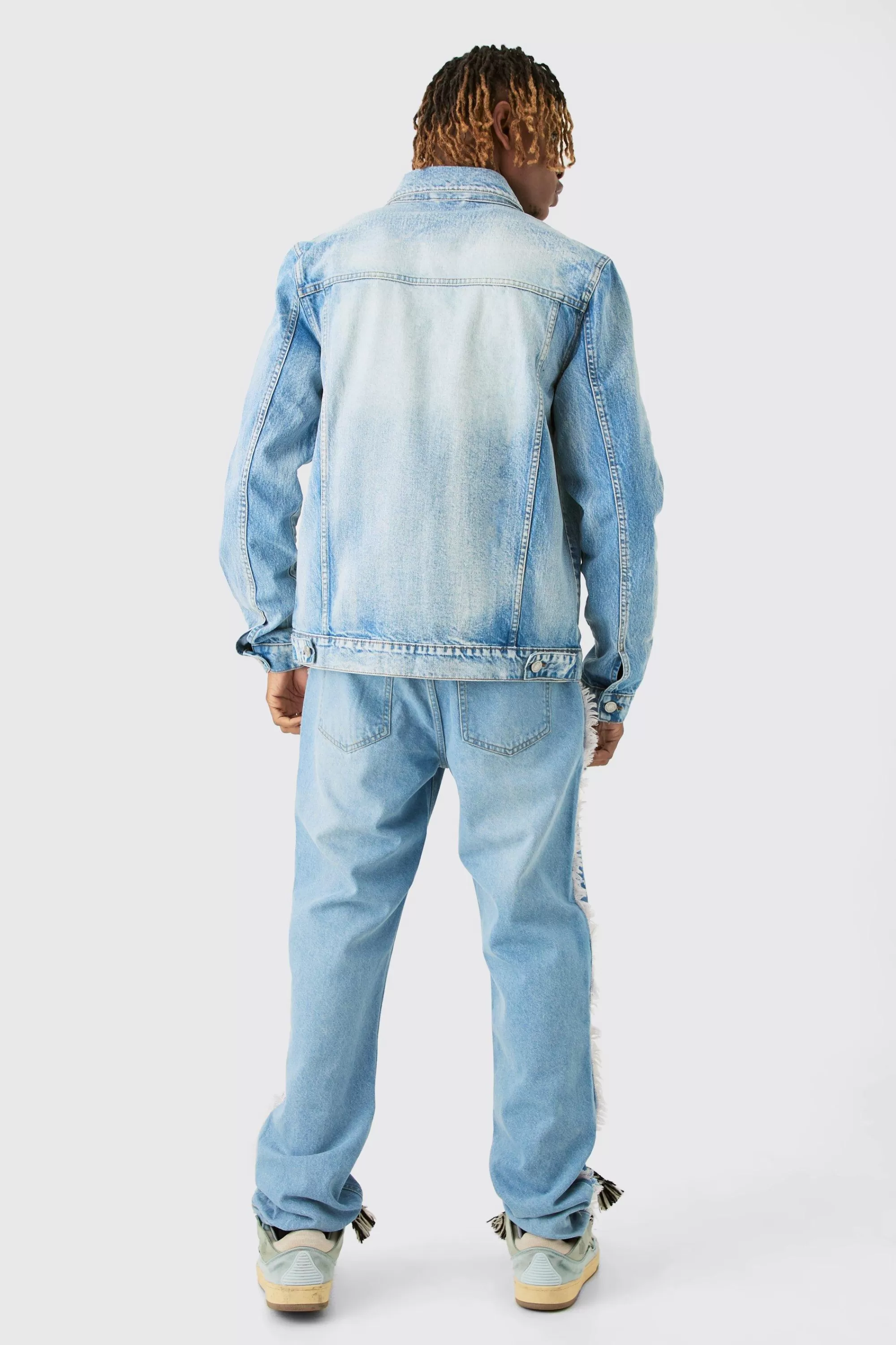boohooMAN Tall Renaissance Panel Denim Jacket | UK