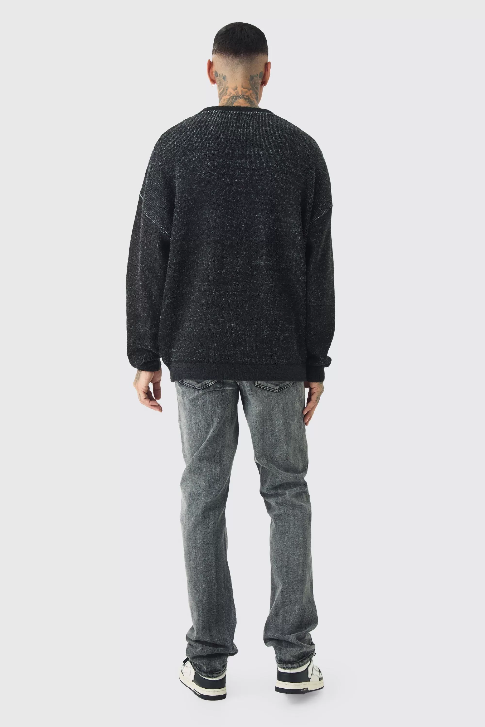 boohooMAN Tall Rib Cage Oversized Knitted Jumper | UK