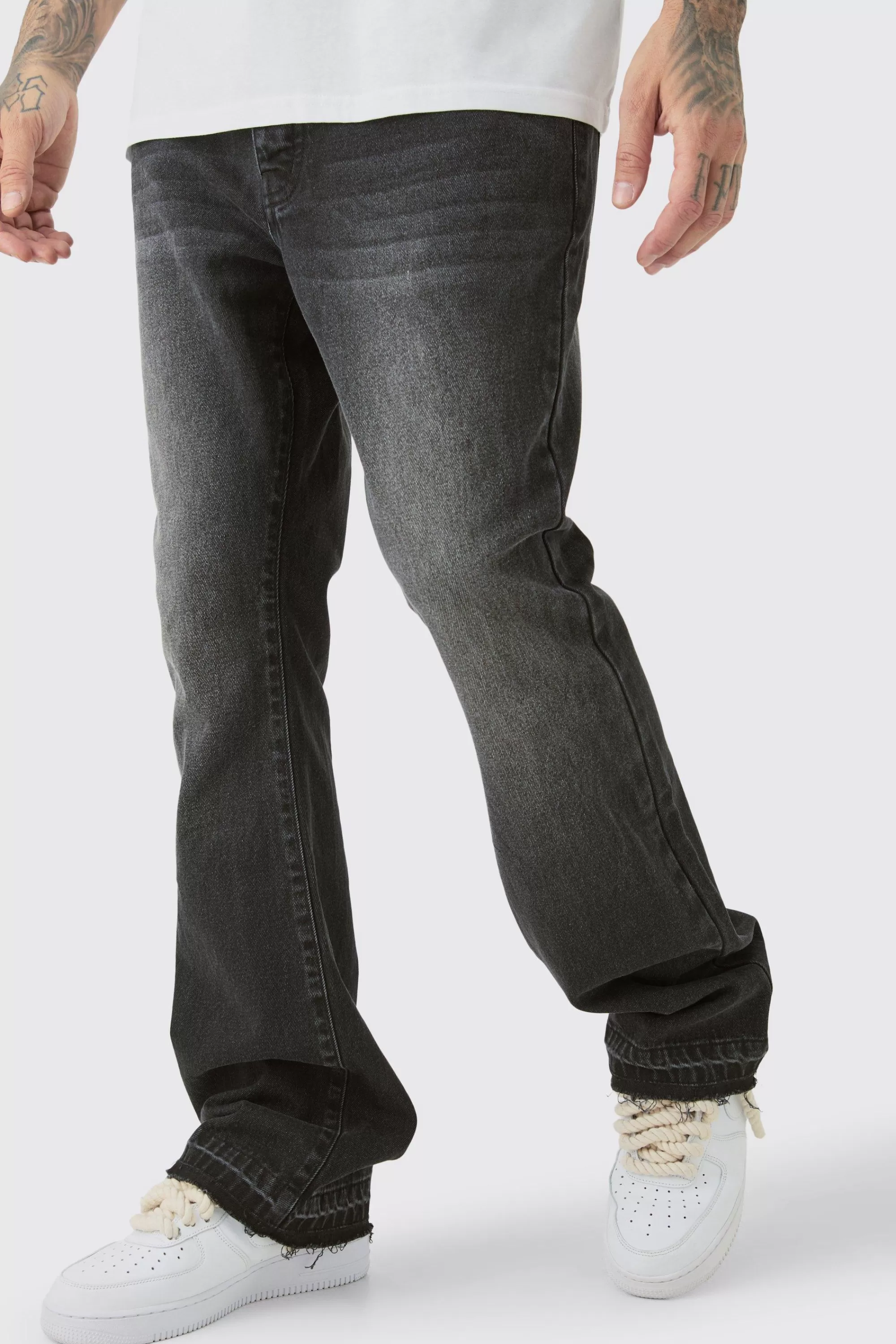 boohooMAN Tall Rigid Flare Jean | UK