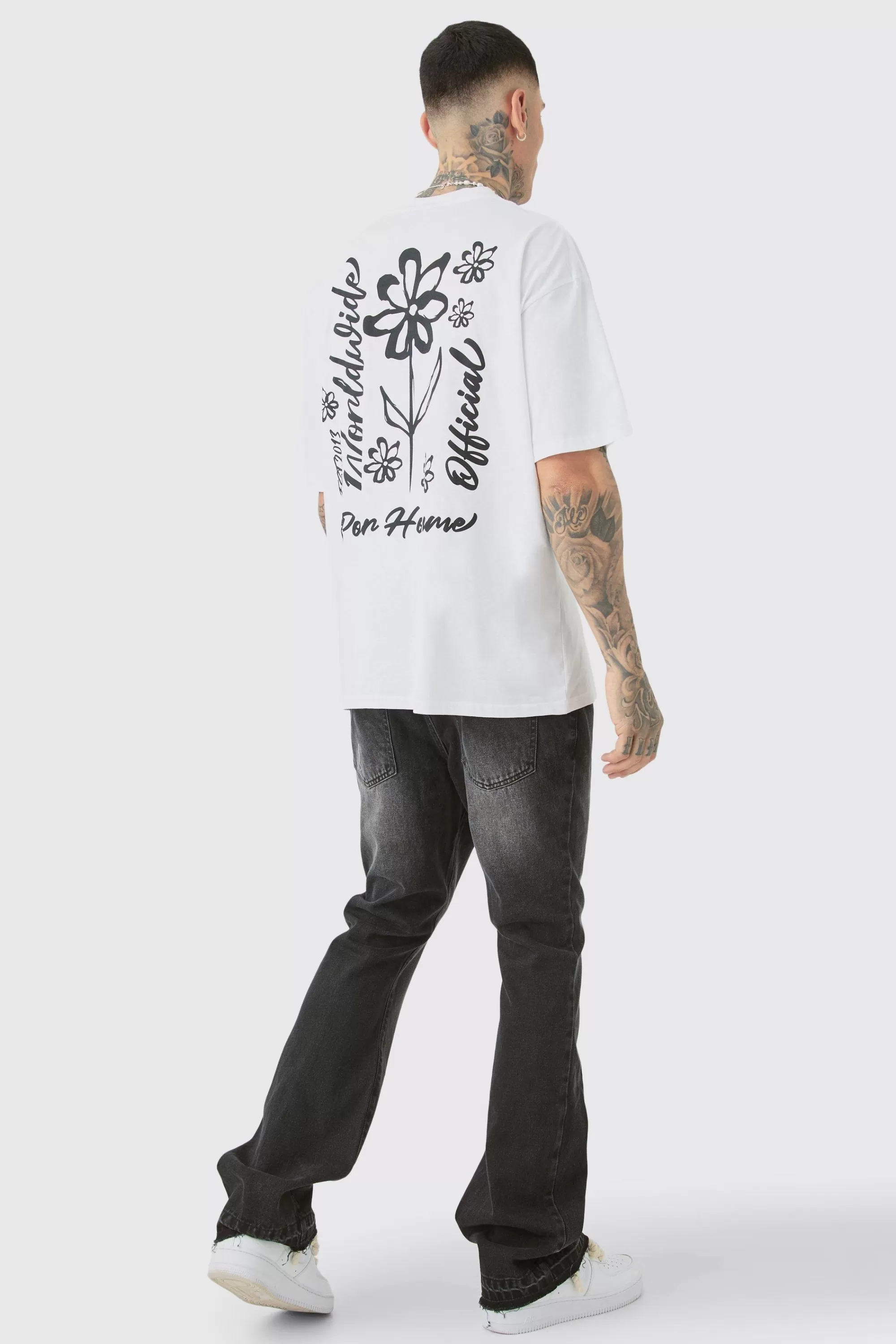 boohooMAN Tall Rigid Flare Jean | UK