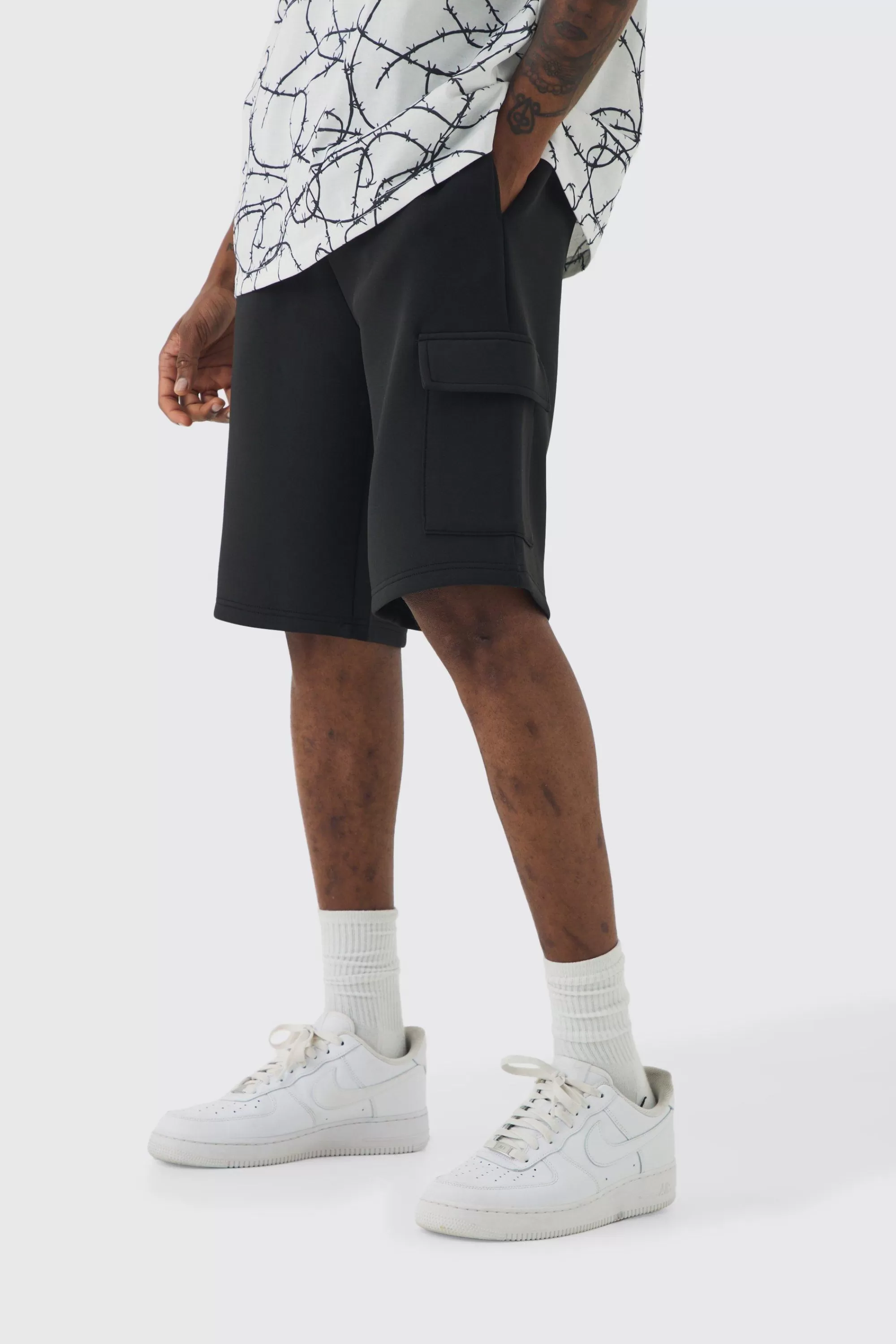 boohooMAN Tall Scuba Relaxed Cargo Shorts | UK