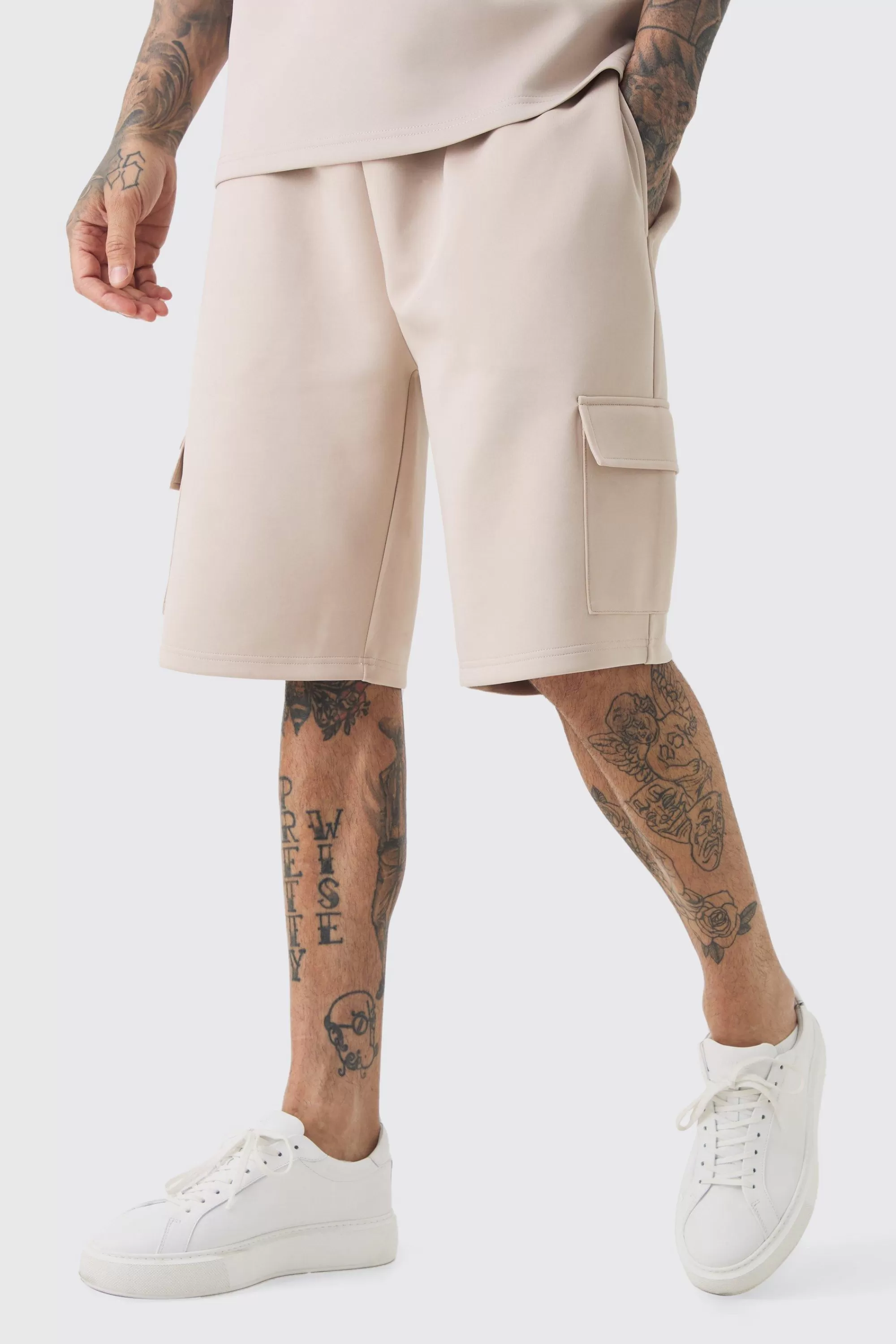 boohooMAN Tall Scuba Relaxed Cargo Shorts | UK