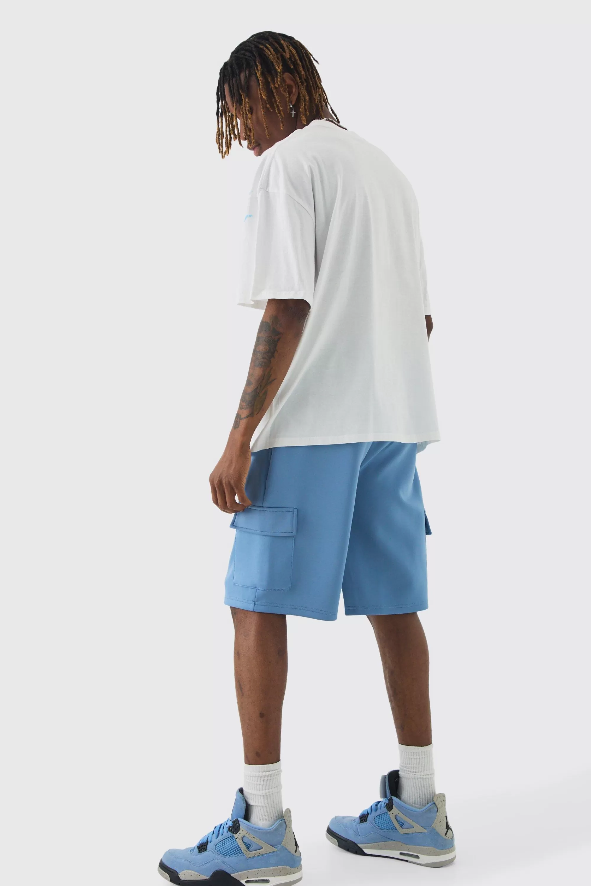 boohooMAN Tall Scuba Relaxed Cargo Shorts | UK