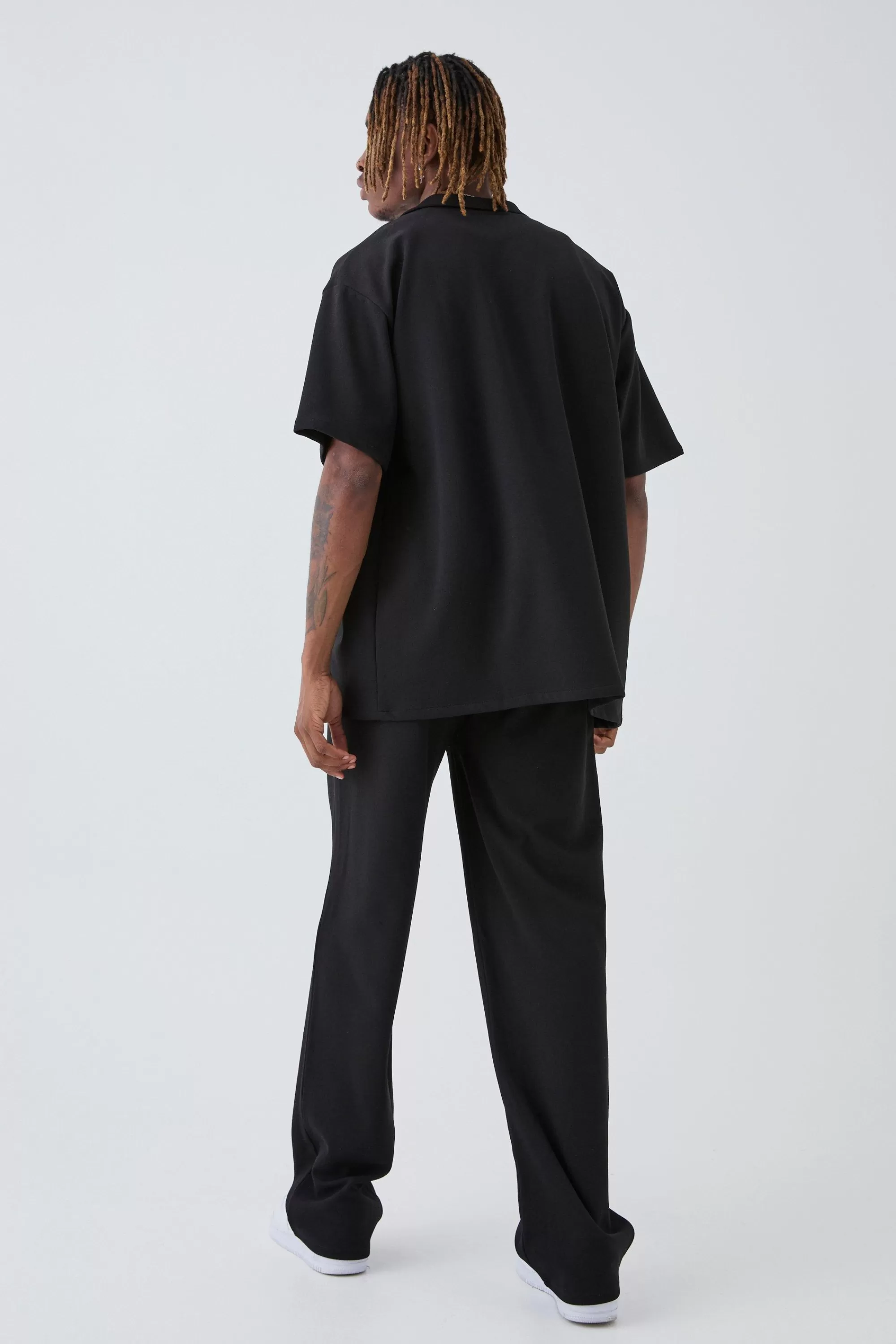 boohooMAN Tall Scuba Twill Oversized Shirt & Trouser Set | UK
