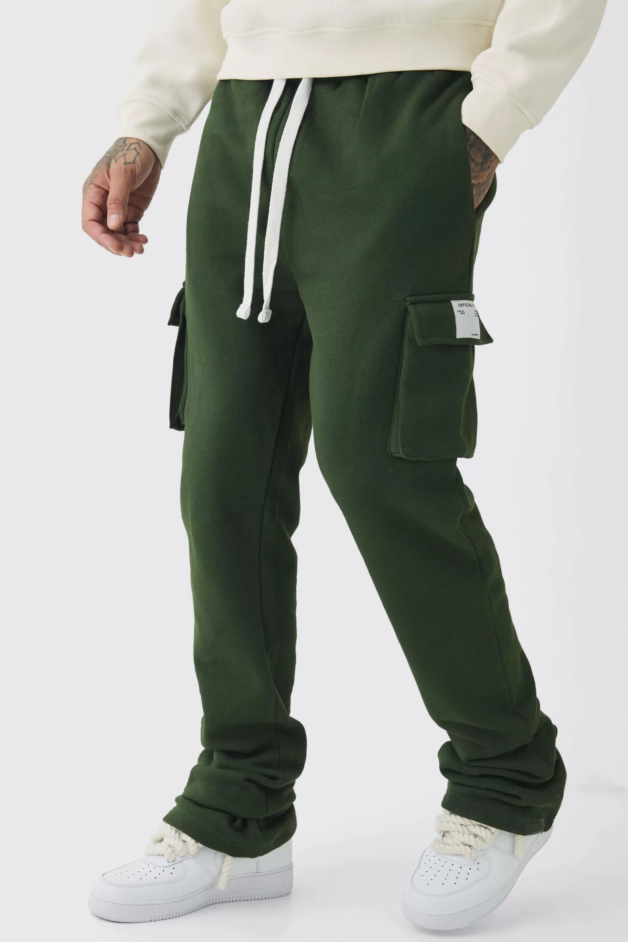 boohooMAN Tall Skinny Fit Extreme Stacked Woven Tab Cargo Jogger | UK