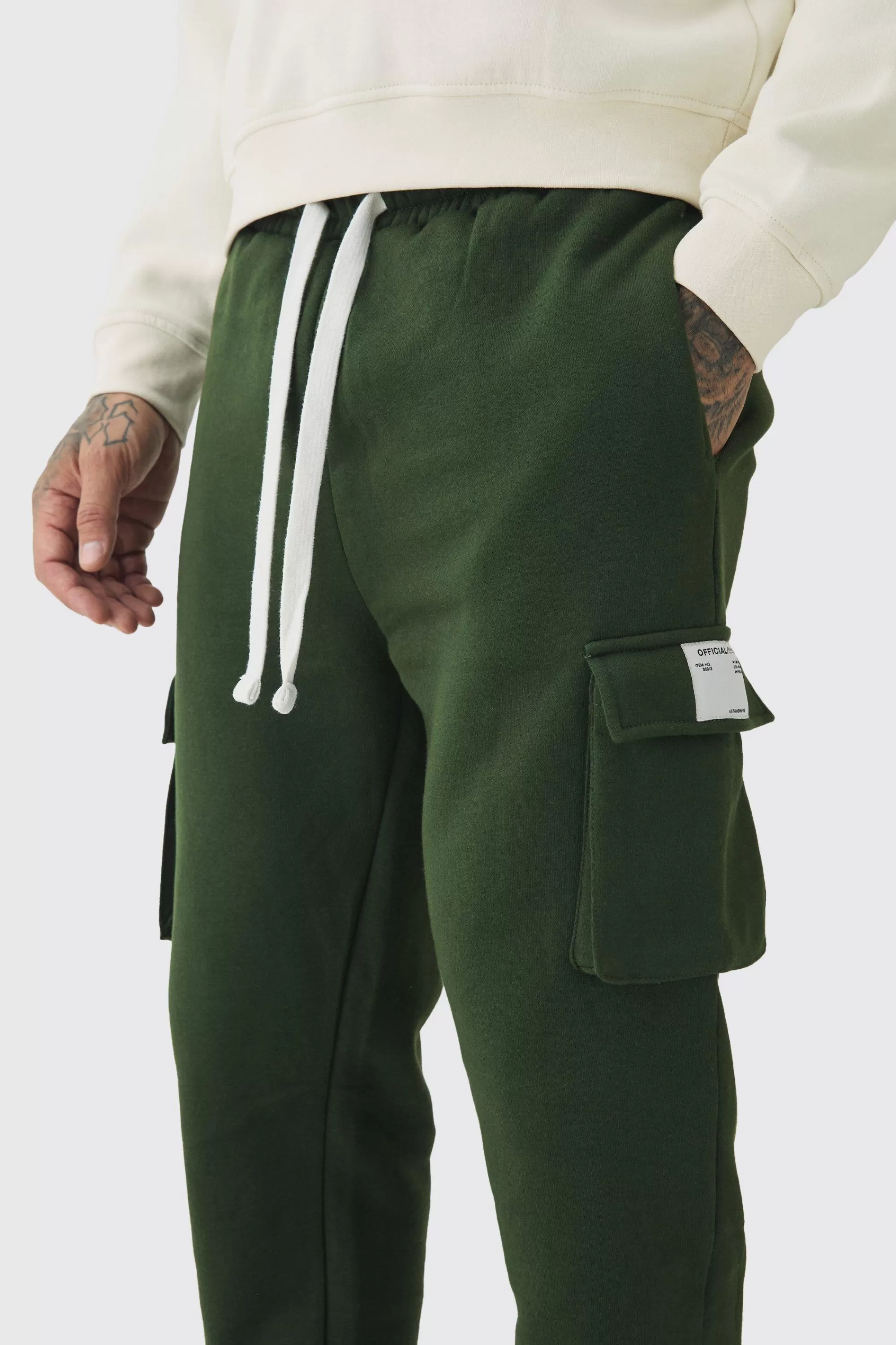 boohooMAN Tall Skinny Fit Extreme Stacked Woven Tab Cargo Jogger | UK