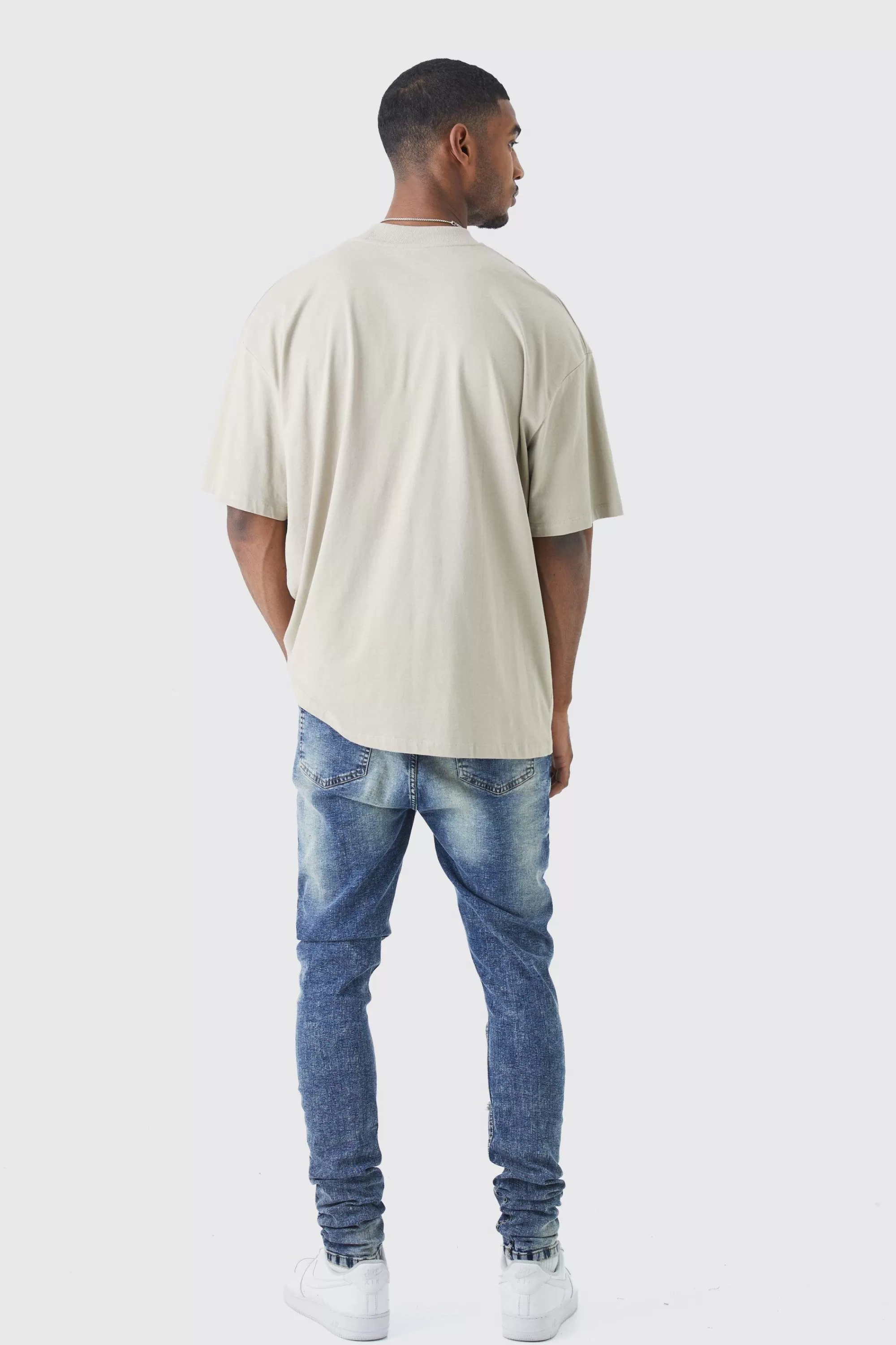 boohooMAN Tall Skinny Stretch Ripped Jean | UK