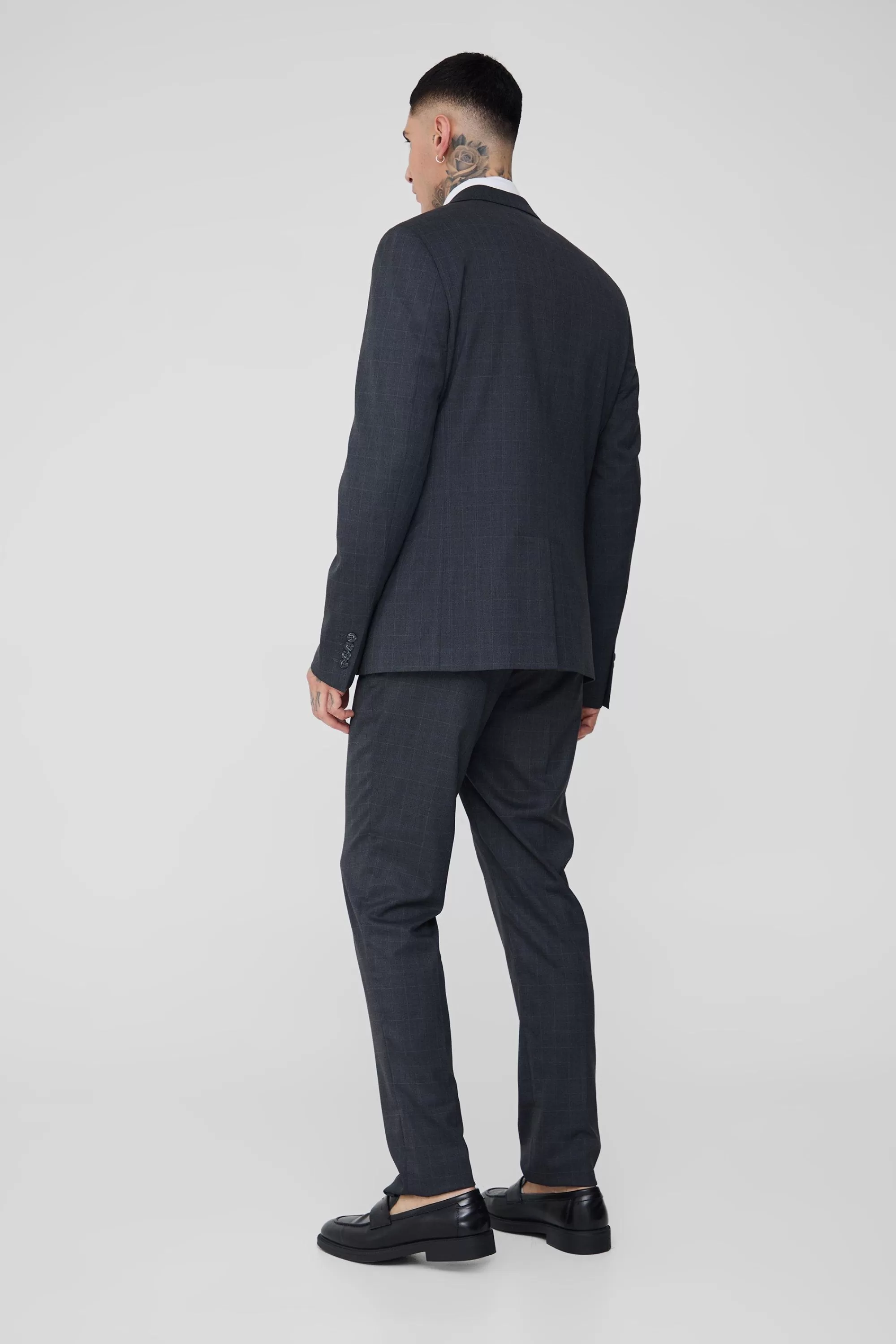boohooMAN Tall Slim Fit Check Suit In | UK