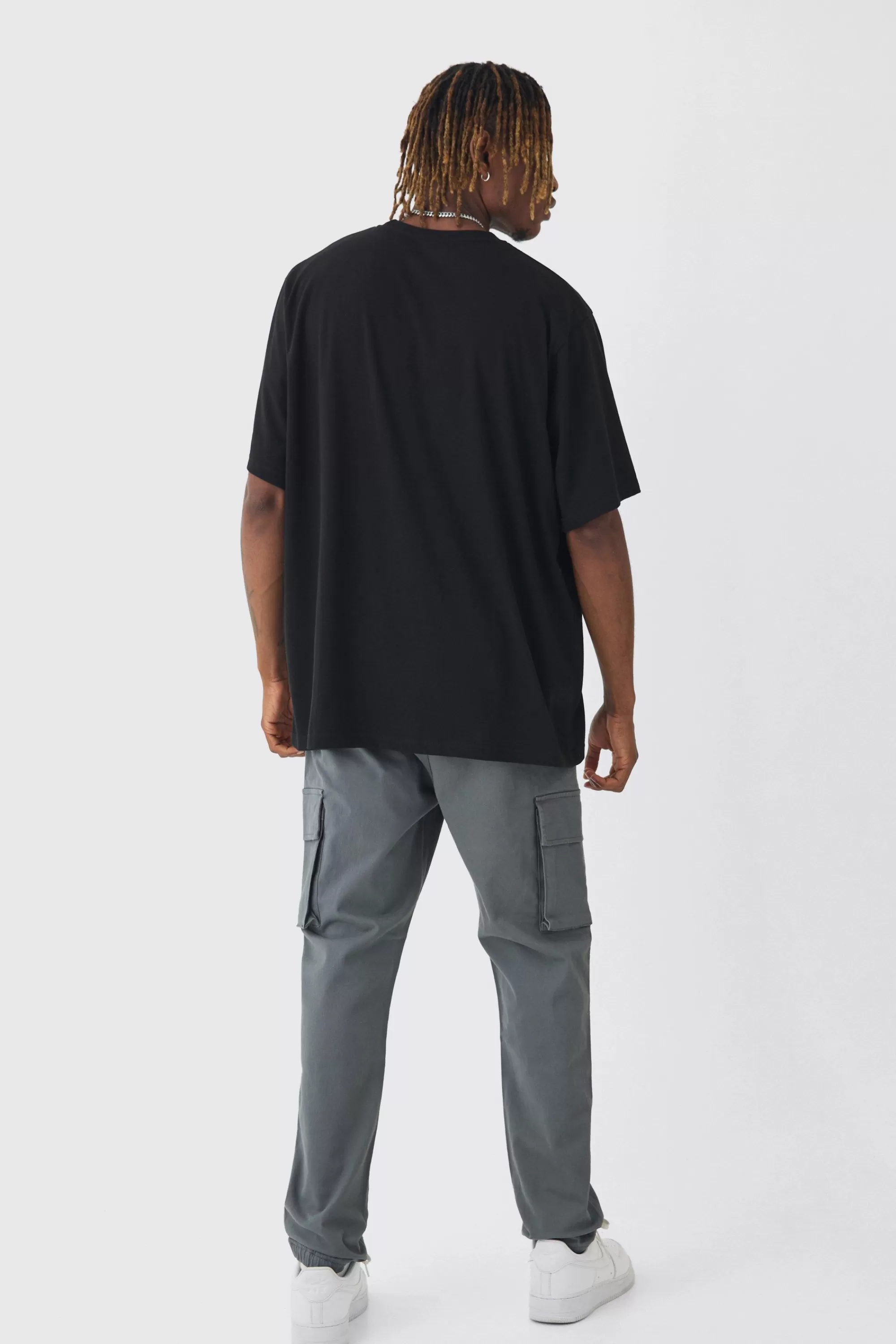 boohooMAN Tall Slim Fit Elasticated Waist Cuffed Cargo Trousers | UK