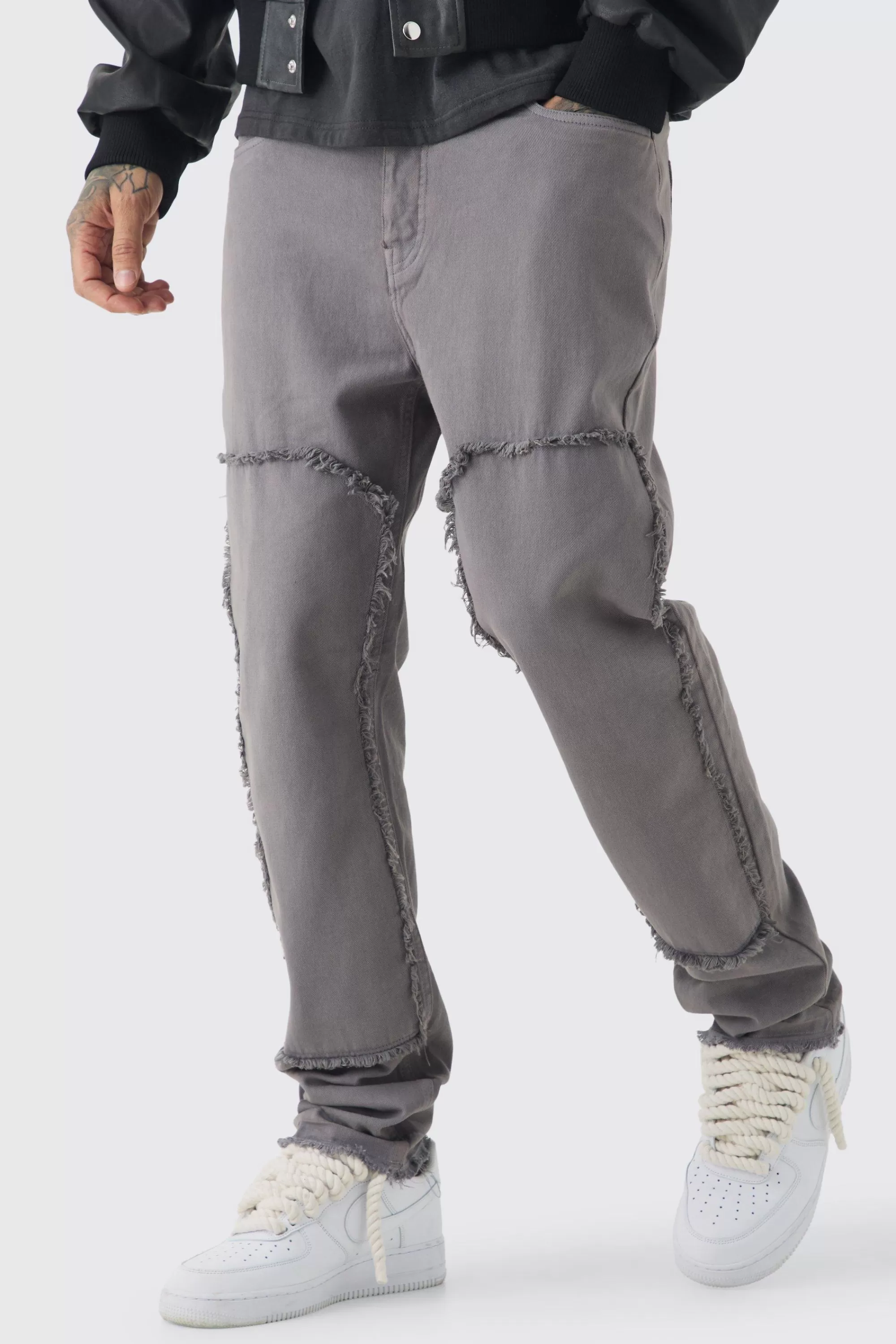boohooMAN Tall Slim Leg Overdyed Carpenter Trouser In | UK