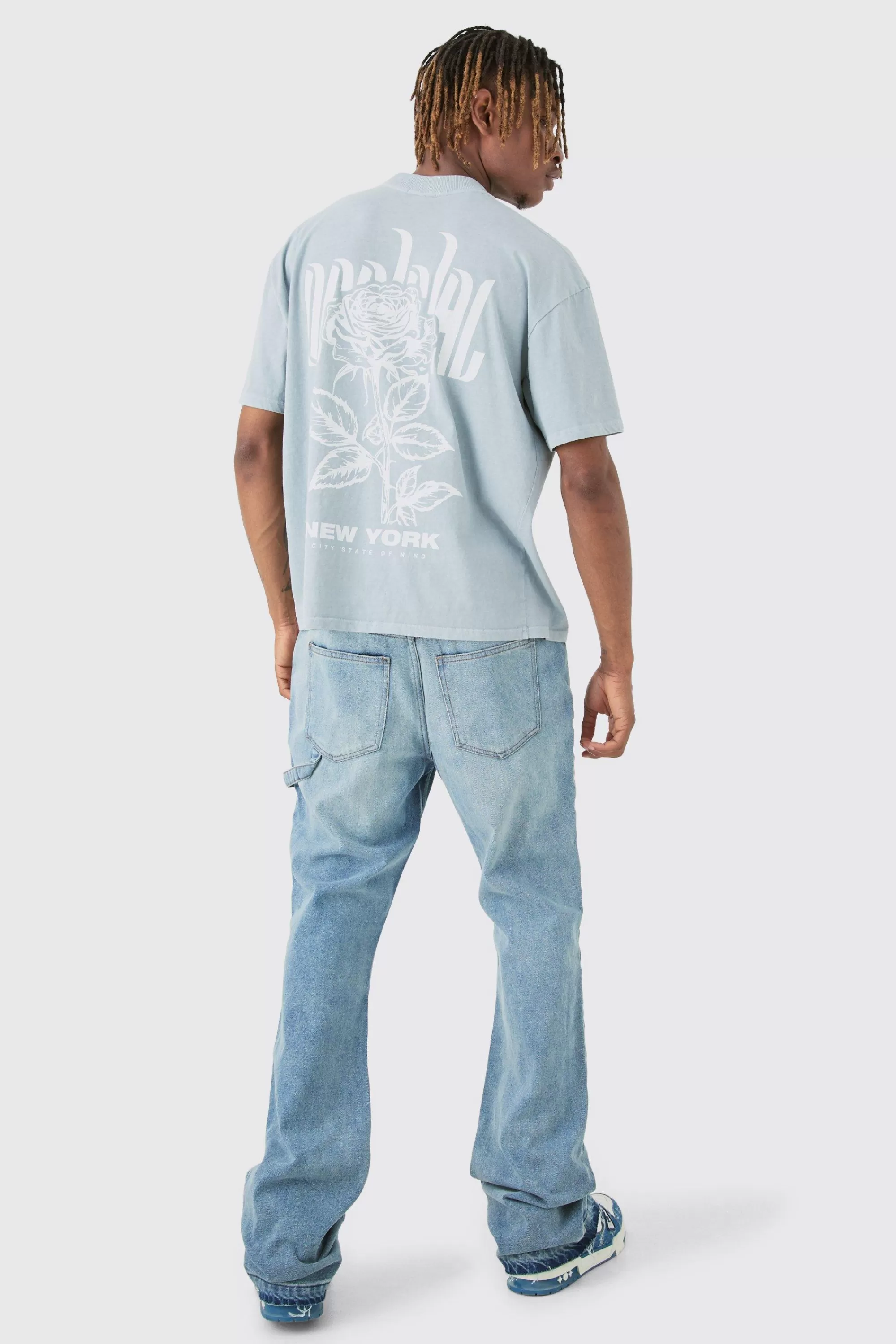 boohooMAN Tall Slim Rigid Flare Carpenter Jeans | UK