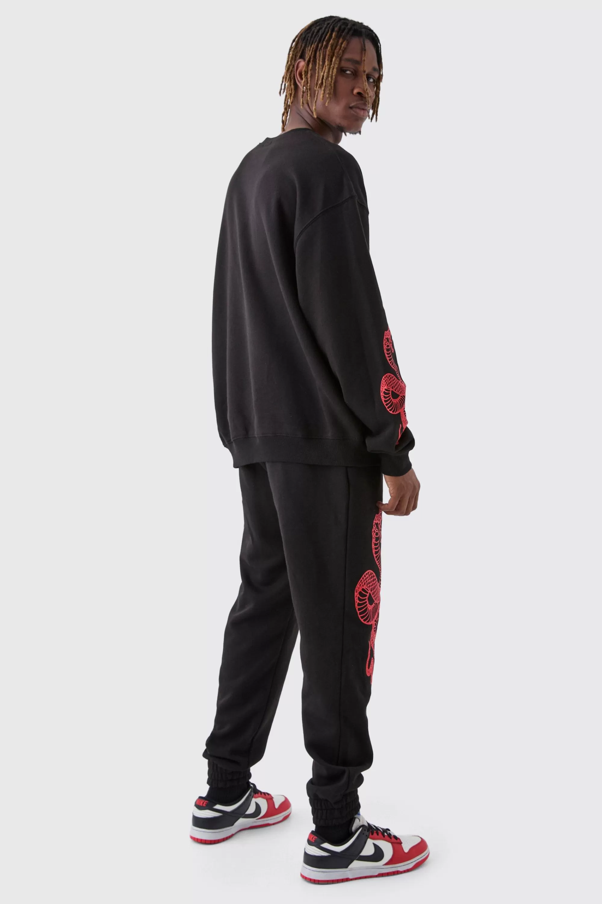 boohooMAN Tall Snake Official Sweat Tracksuit | UK