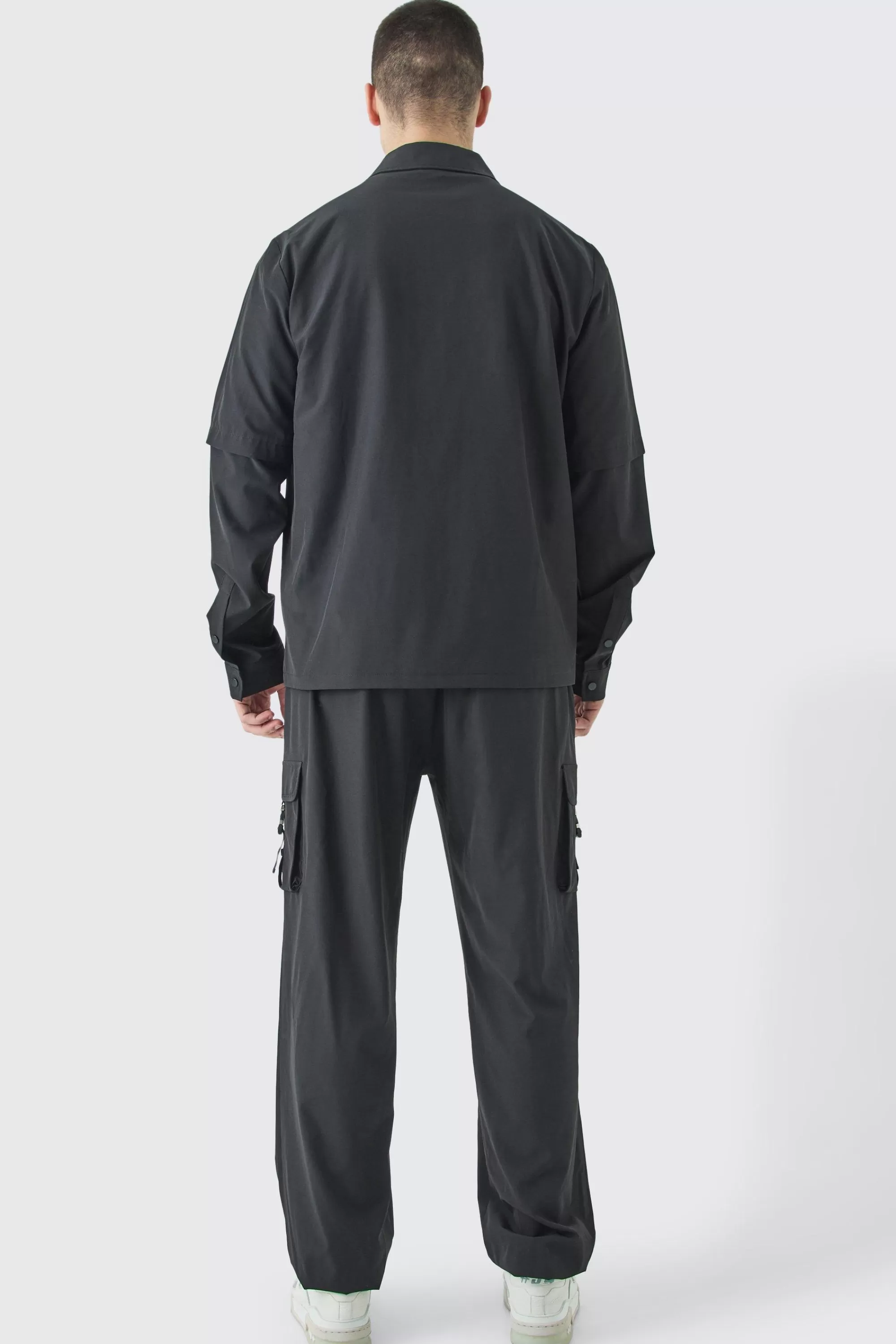 boohooMAN Tall Technical Stretch Harrington Utility Jacket | UK