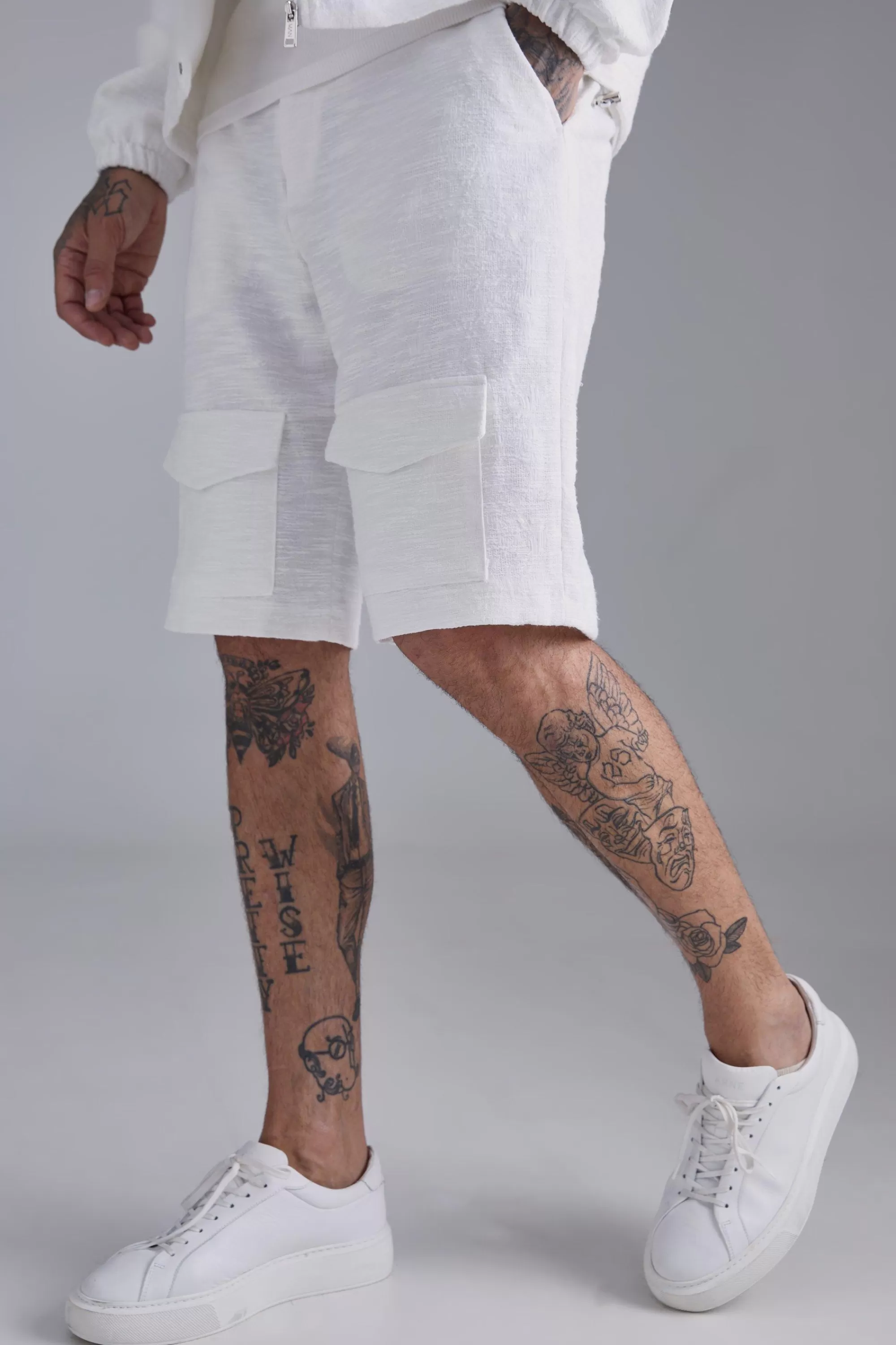 boohooMAN Tall Textured Jacquard Smart Jacket And Short Set | UK