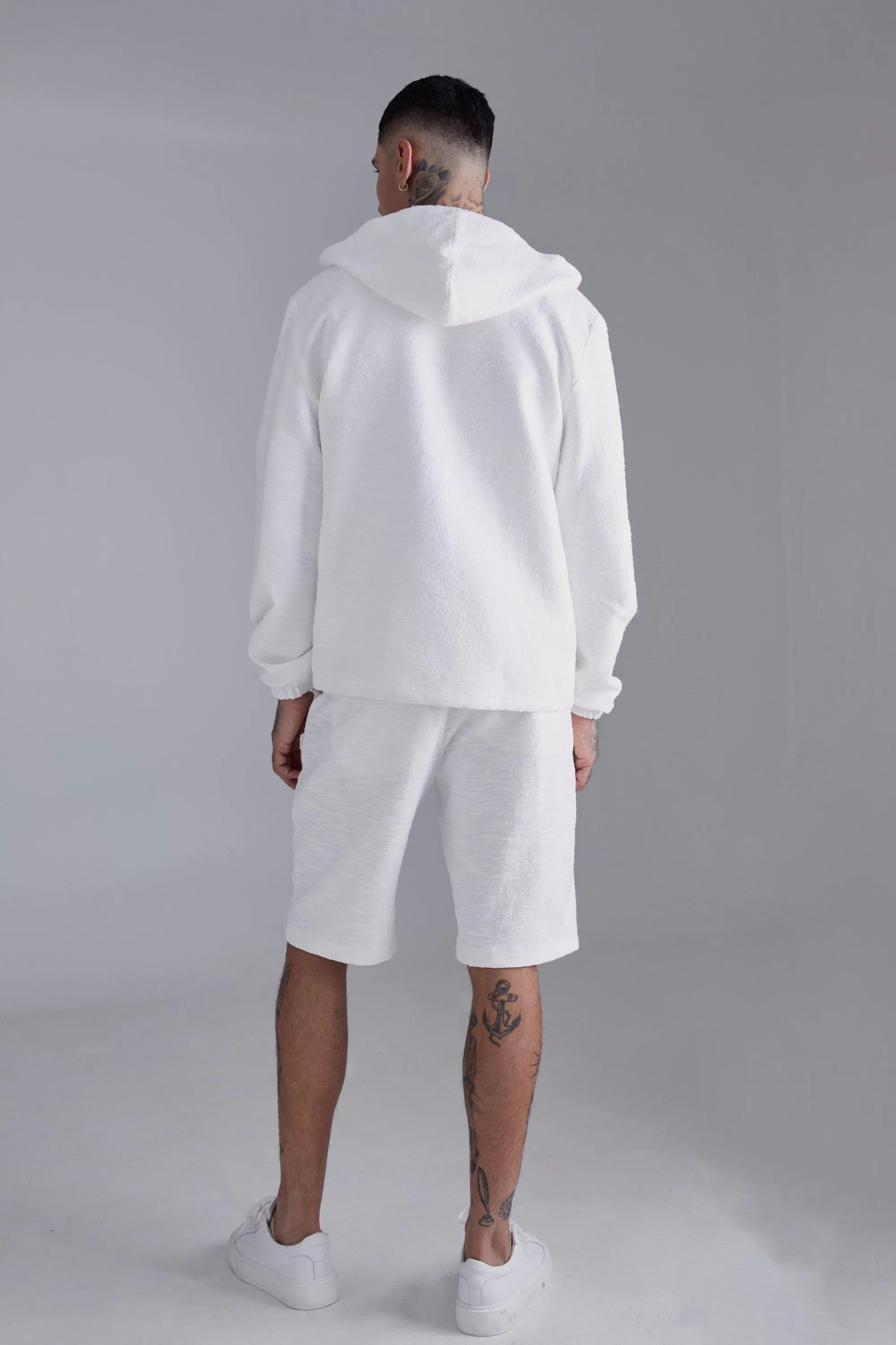 boohooMAN Tall Textured Jacquard Smart Jacket And Short Set | UK