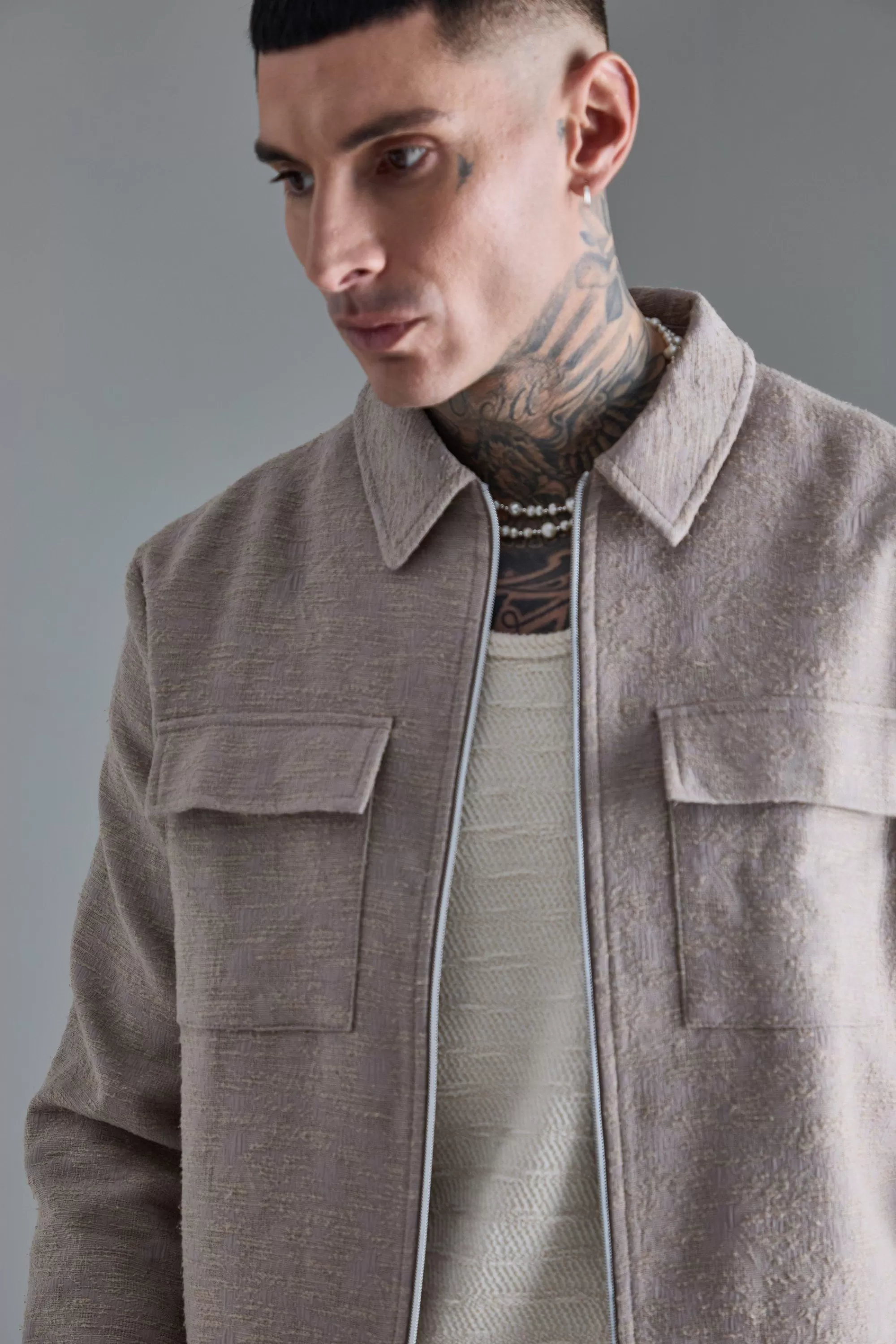 boohooMAN Tall Textured Jacquard Smart Jacket And Trouser Set | UK