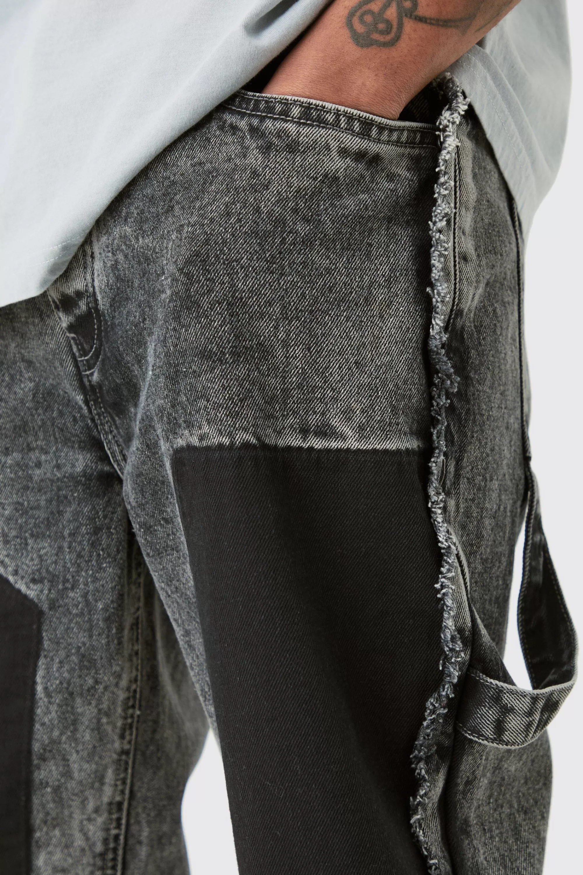 boohooMAN Tall Wash Straight Fit Carpenter Jean In | UK