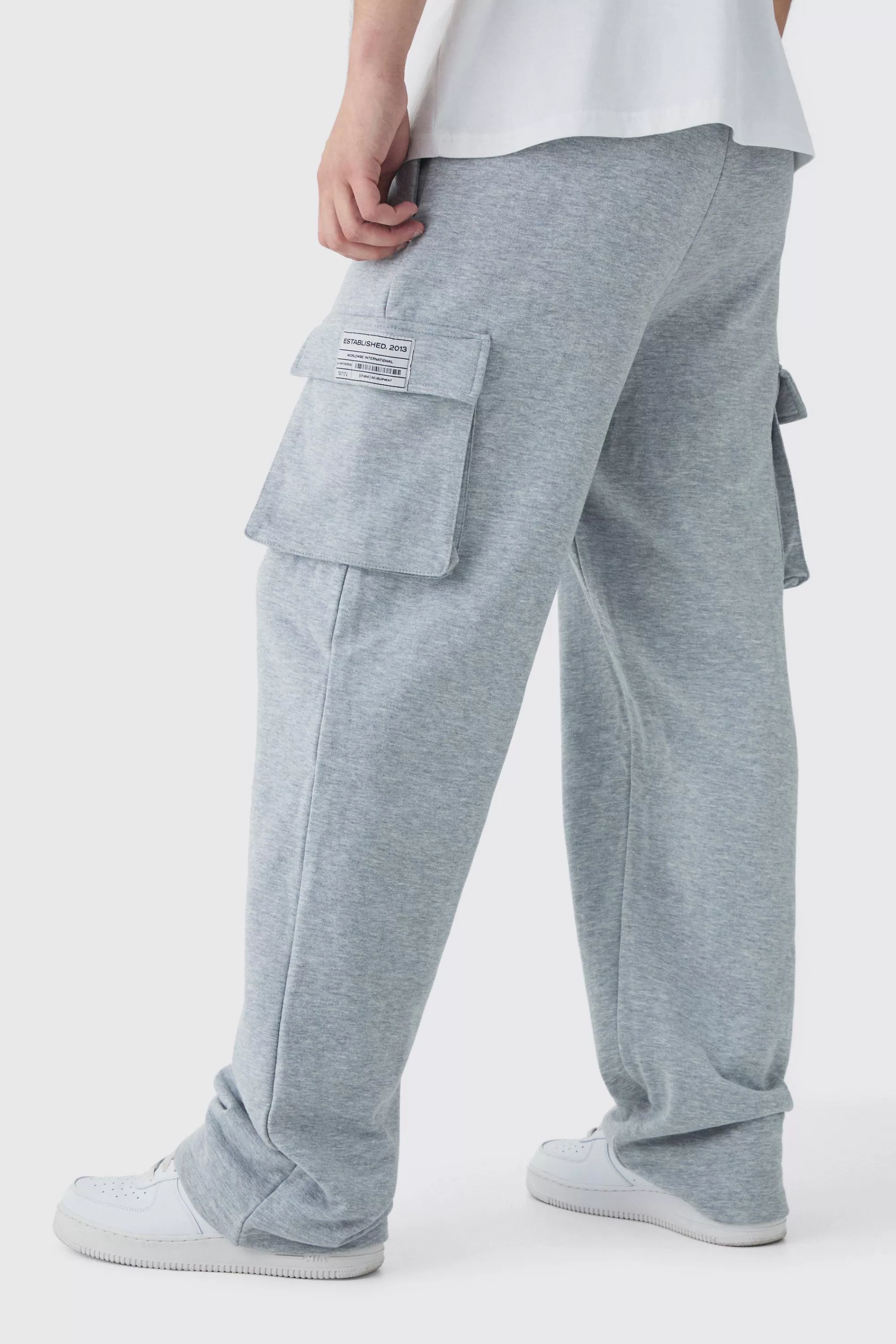 boohooMAN Tall Woven Tab Relaxed Fit Cargo Joggers | UK