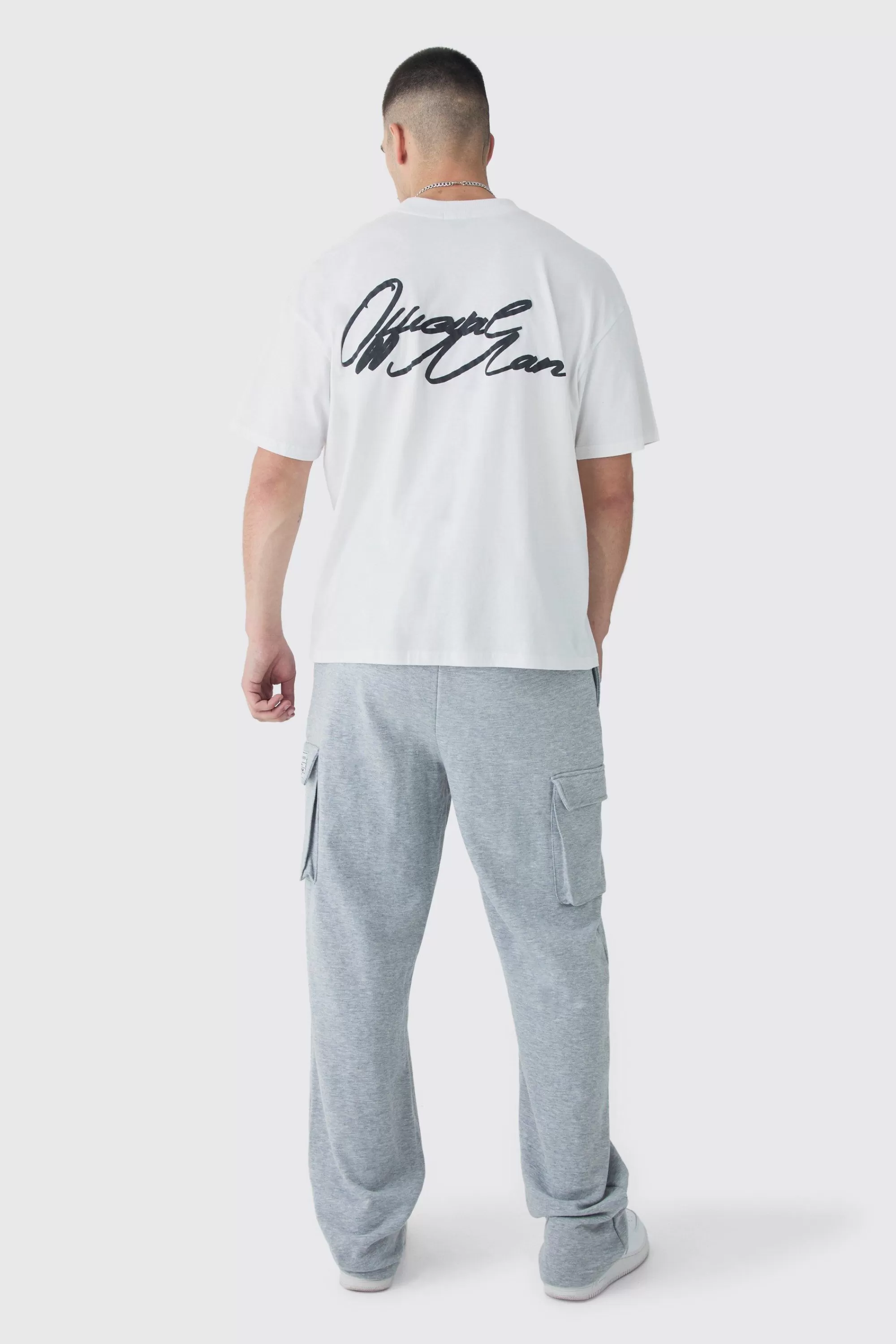 boohooMAN Tall Woven Tab Relaxed Fit Cargo Joggers | UK